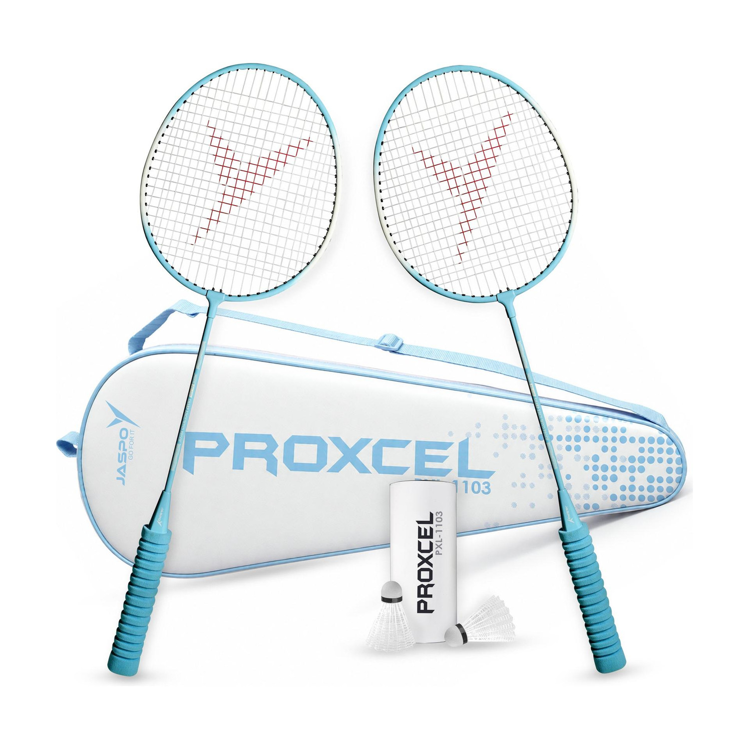 Image of Jaspo Proxcel-1103 Badminton Kit |Steel Frame Racquets with Shuttlecocks| Lightweight| Badminton Kit