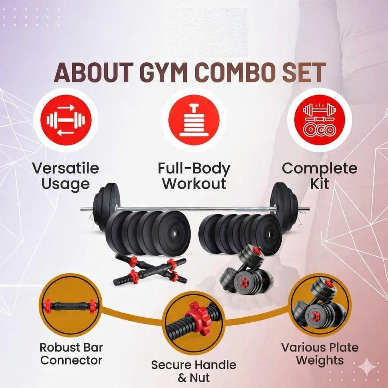 Image of Rihaanfit 40KG Dumbbell -76 Fitness Accessory Kit Kit