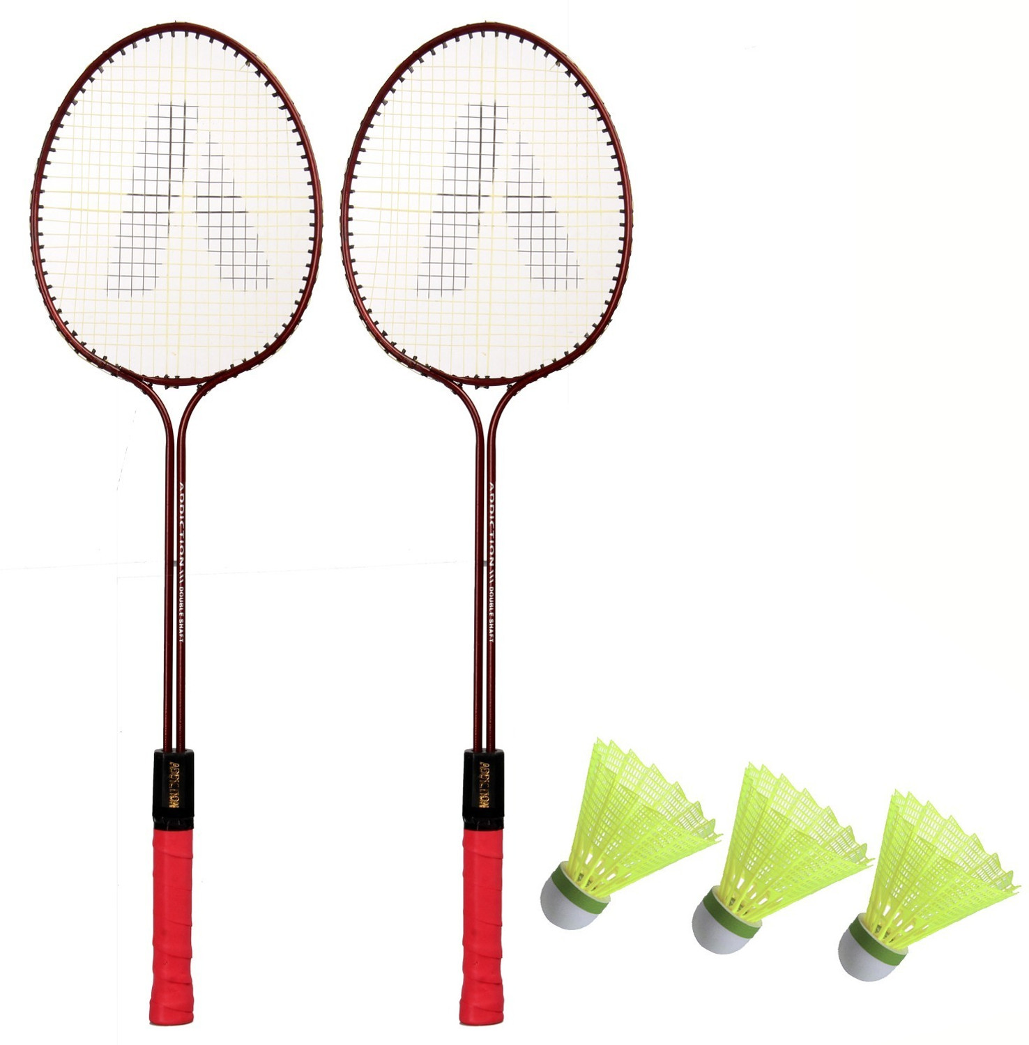 Image of MINESFIT Double Shaft Badminton Racket Combo Kit Set Of 2 Racquet With 3 Pcs Shuttlecock Badminton Kit