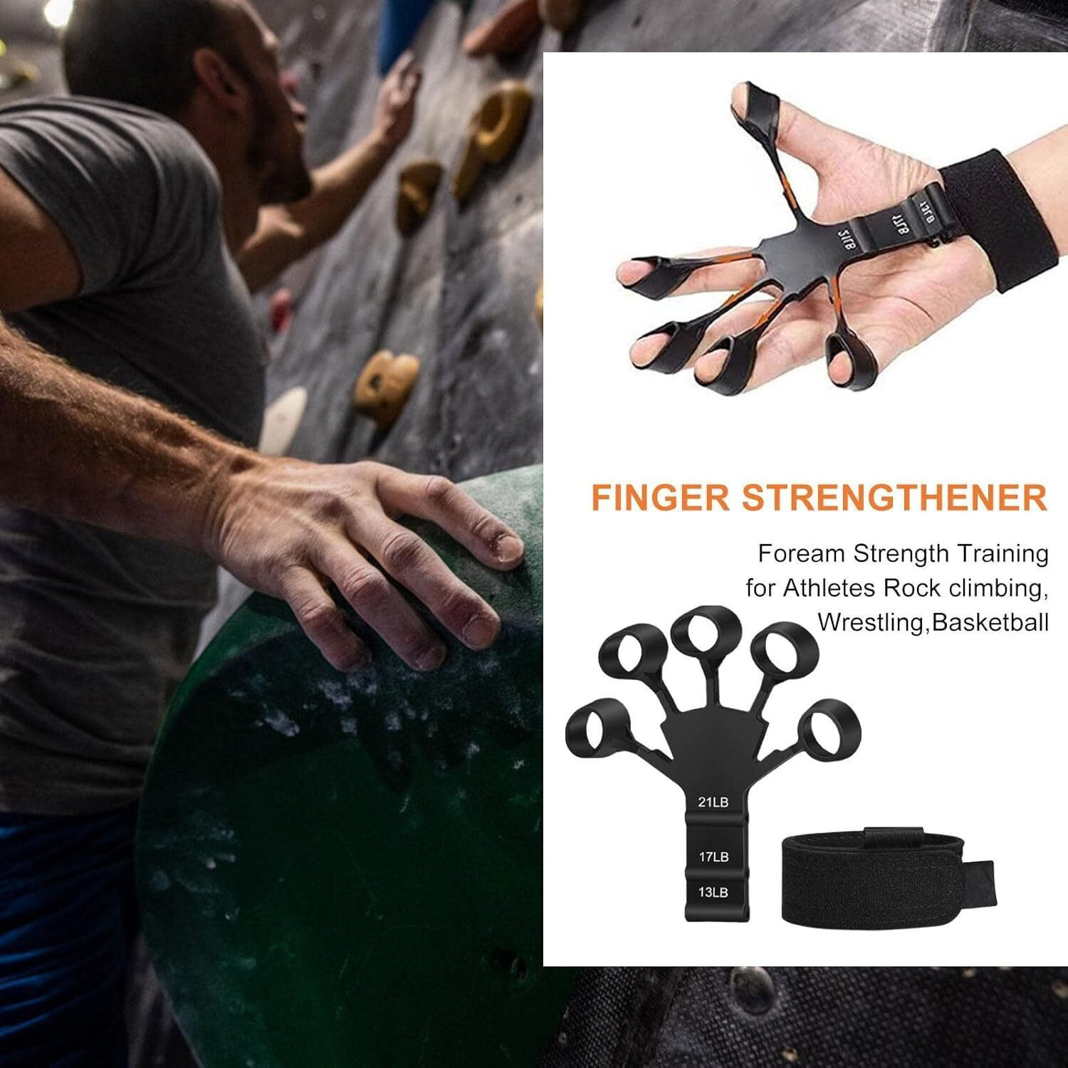 Image of Pheonix Adjustable Counter Hand Gripper & Finger Stretcher (Packof2) Hand Grip /Fitness Grip