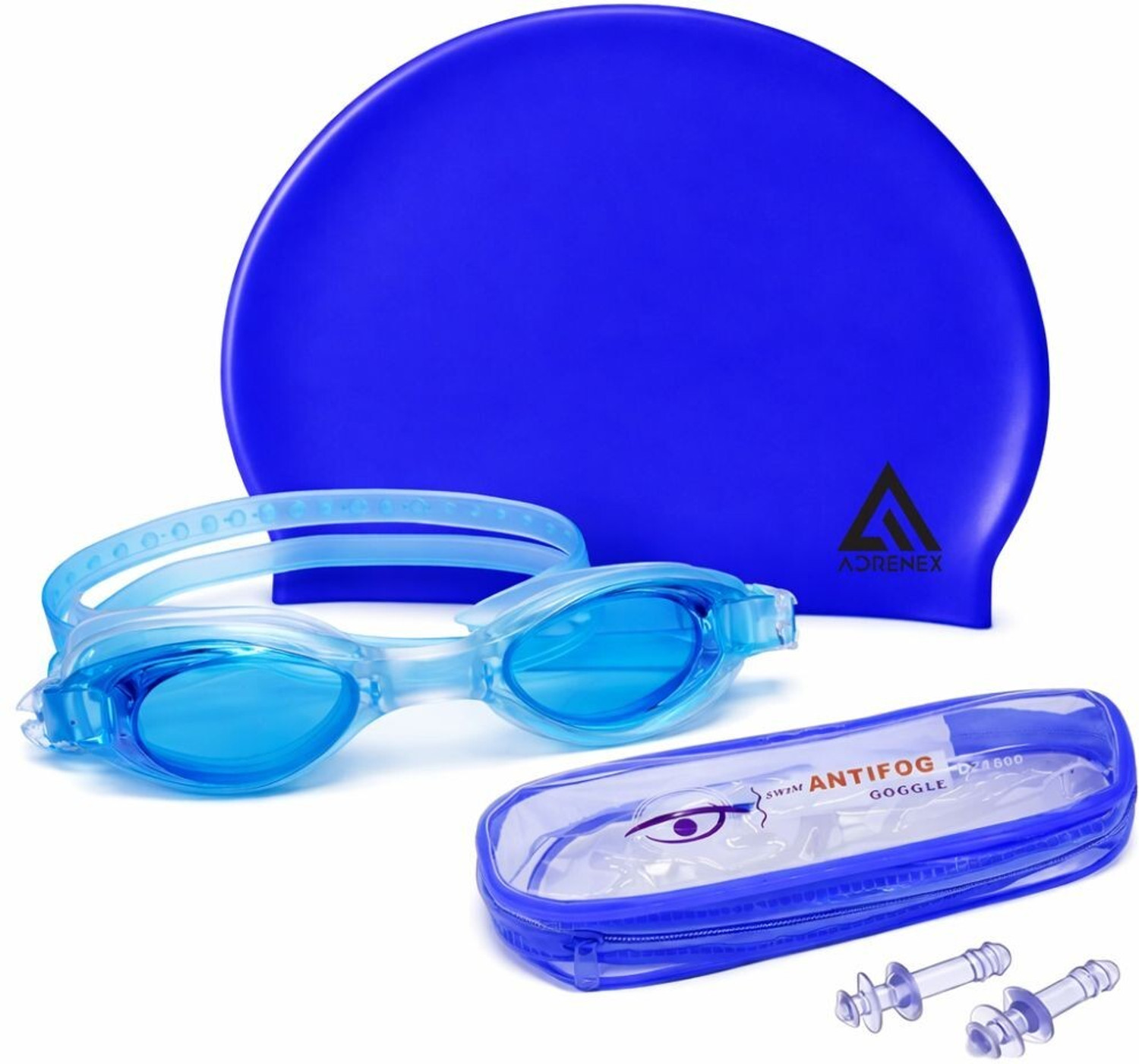 Image of Adrenex Swimming Combo Cap Goggle Earplug Set For All Age Swimming Kit