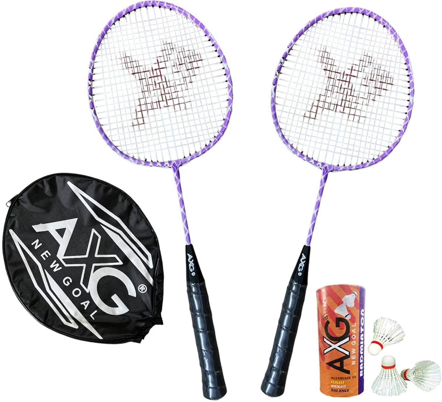 AXG NEW GOAL Durable Stylish Design with 3 feather shuttles and cover Badminton Kit