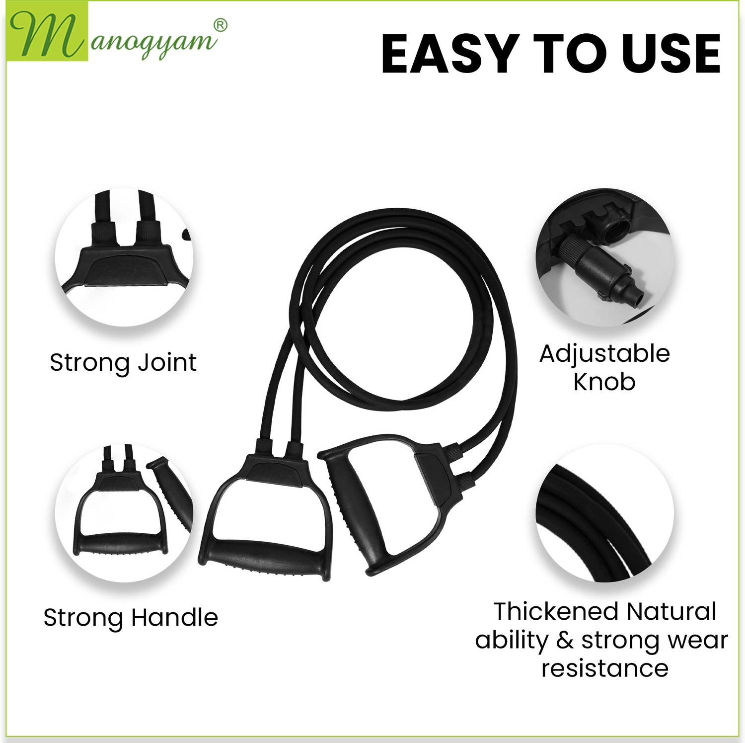 Manogyam Fitness Combo Toning Tube with Hand Grip - Image 4