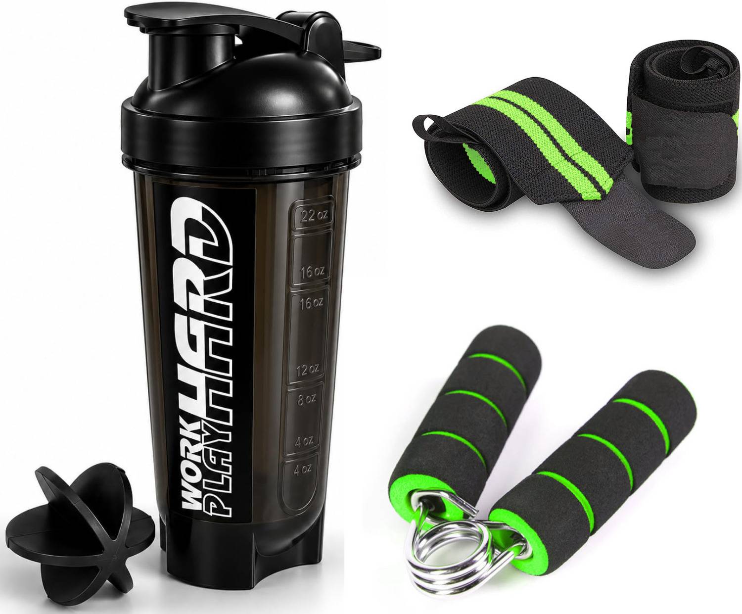 COOL INDIANS 700ml Shaker, Wrist Support & Hand Gripper Kit