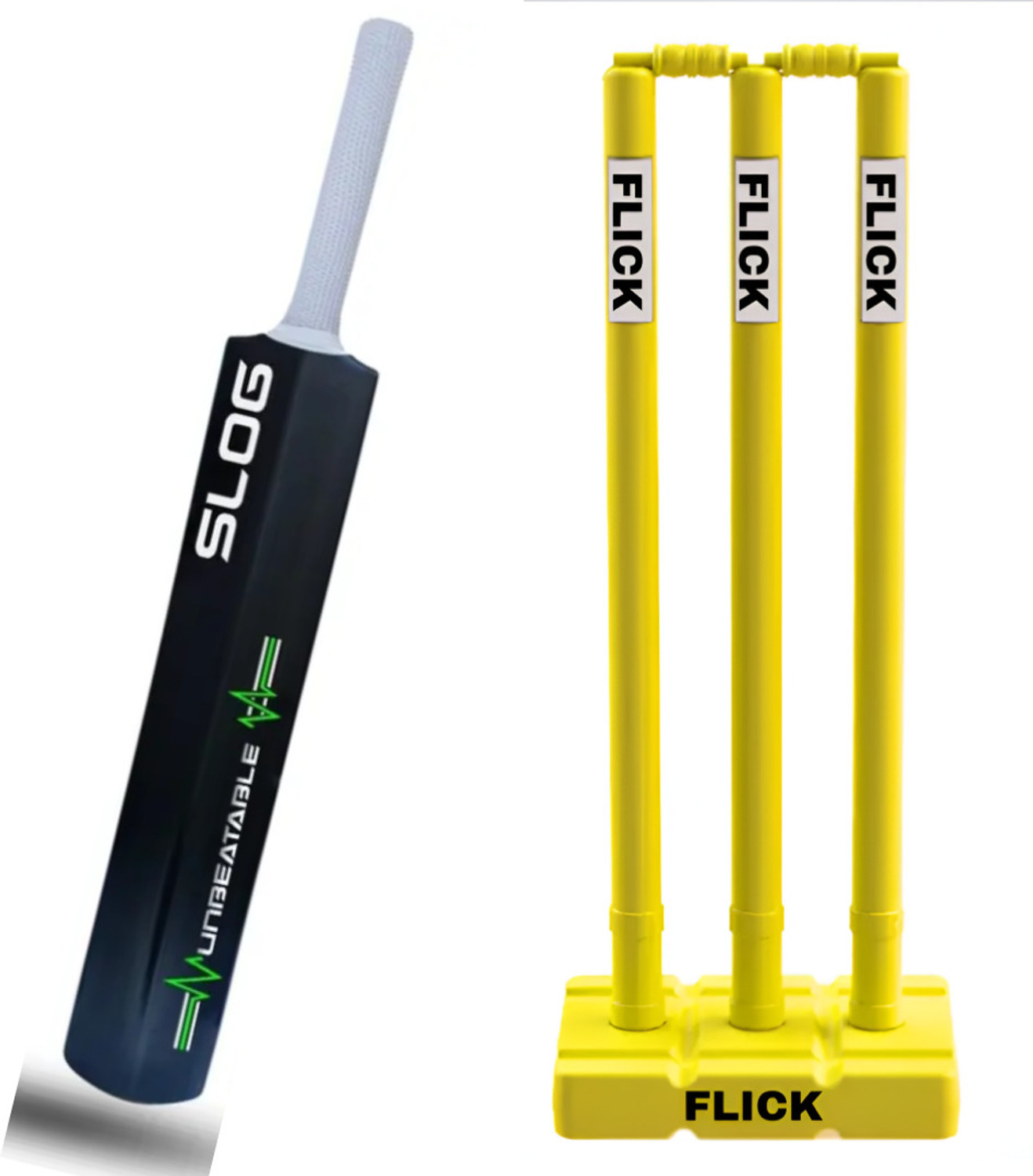 Image of Flick Hard Plastic Cricket Kit Combo Pack For All Age Group (Bat+Stump) ) Cricket Kit