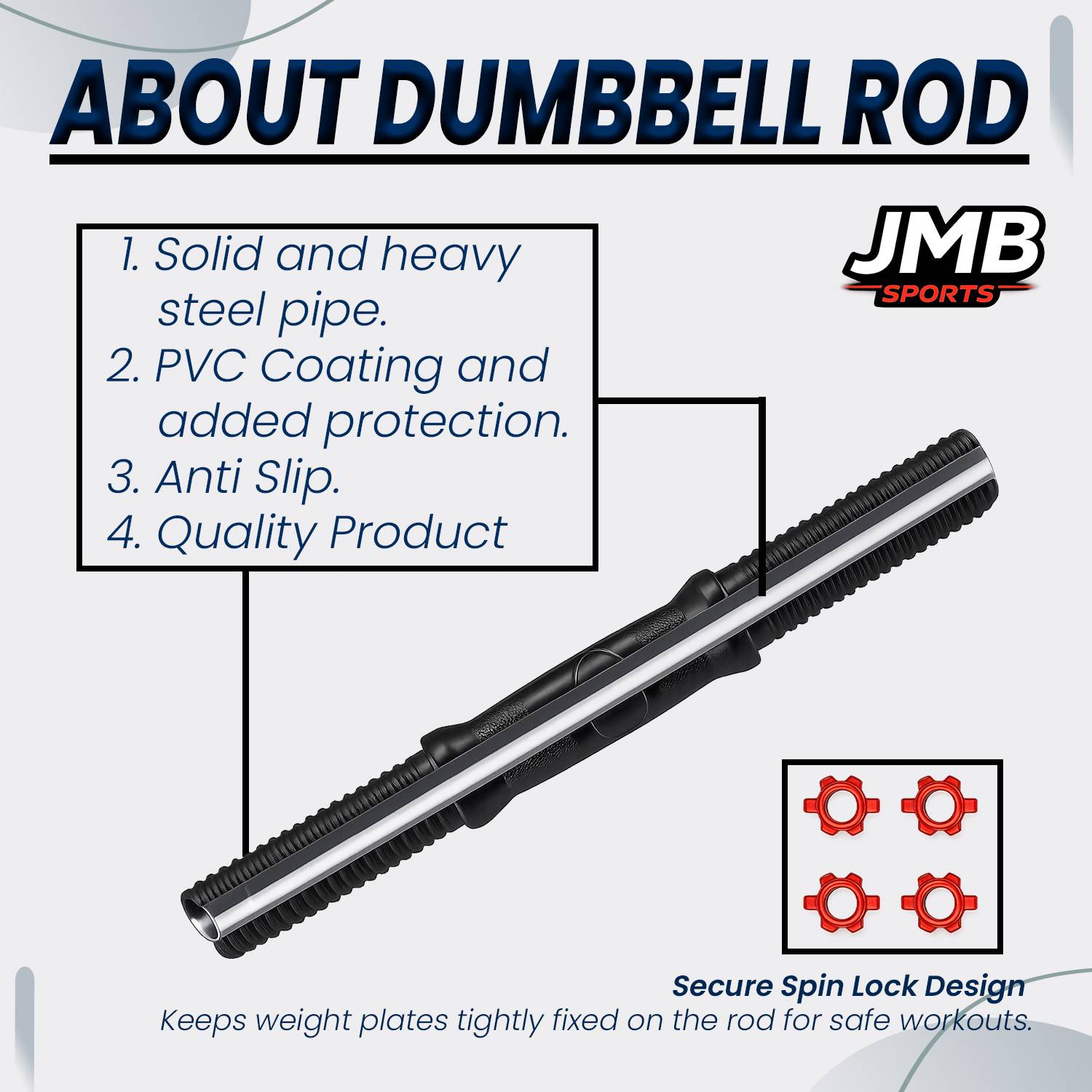 JMB 30kg Gym Set with Straight Rod, Dumbbells - Image 4