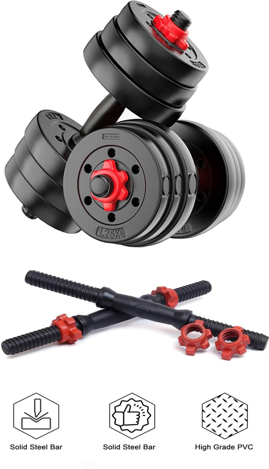 Image of STARX 40 kg PVC GYM KIT WITH 3FT CURL, 3FT STRAIGHT ROD AND ACCESSORIES Home Gym Combo