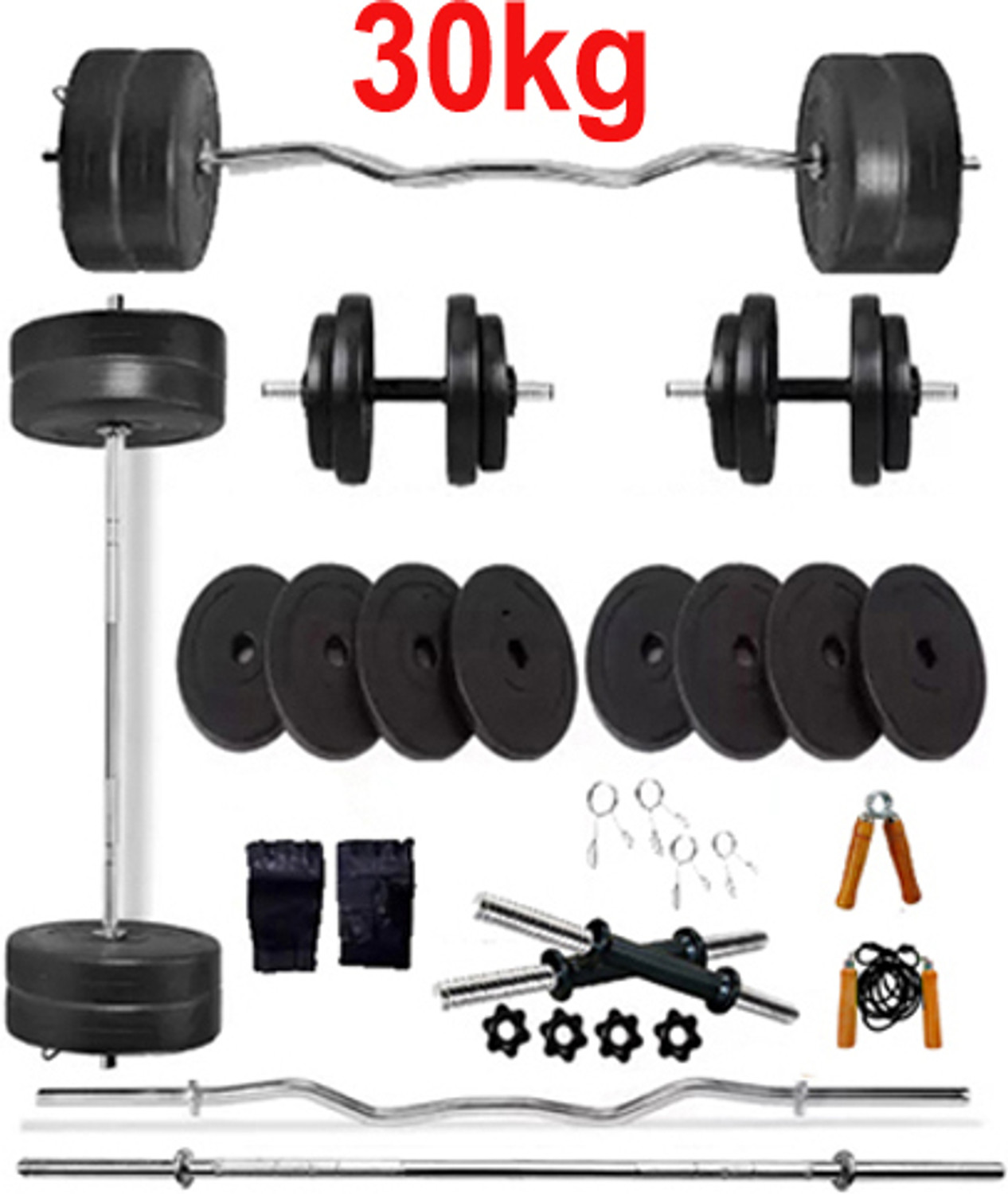 Image of L'AVENIR 30 kg FITNESS 30kg PVC Dumbbell Set + FITNESS ACCESSORIES - BEST HOME EXERCISE SET Home Gym Combo