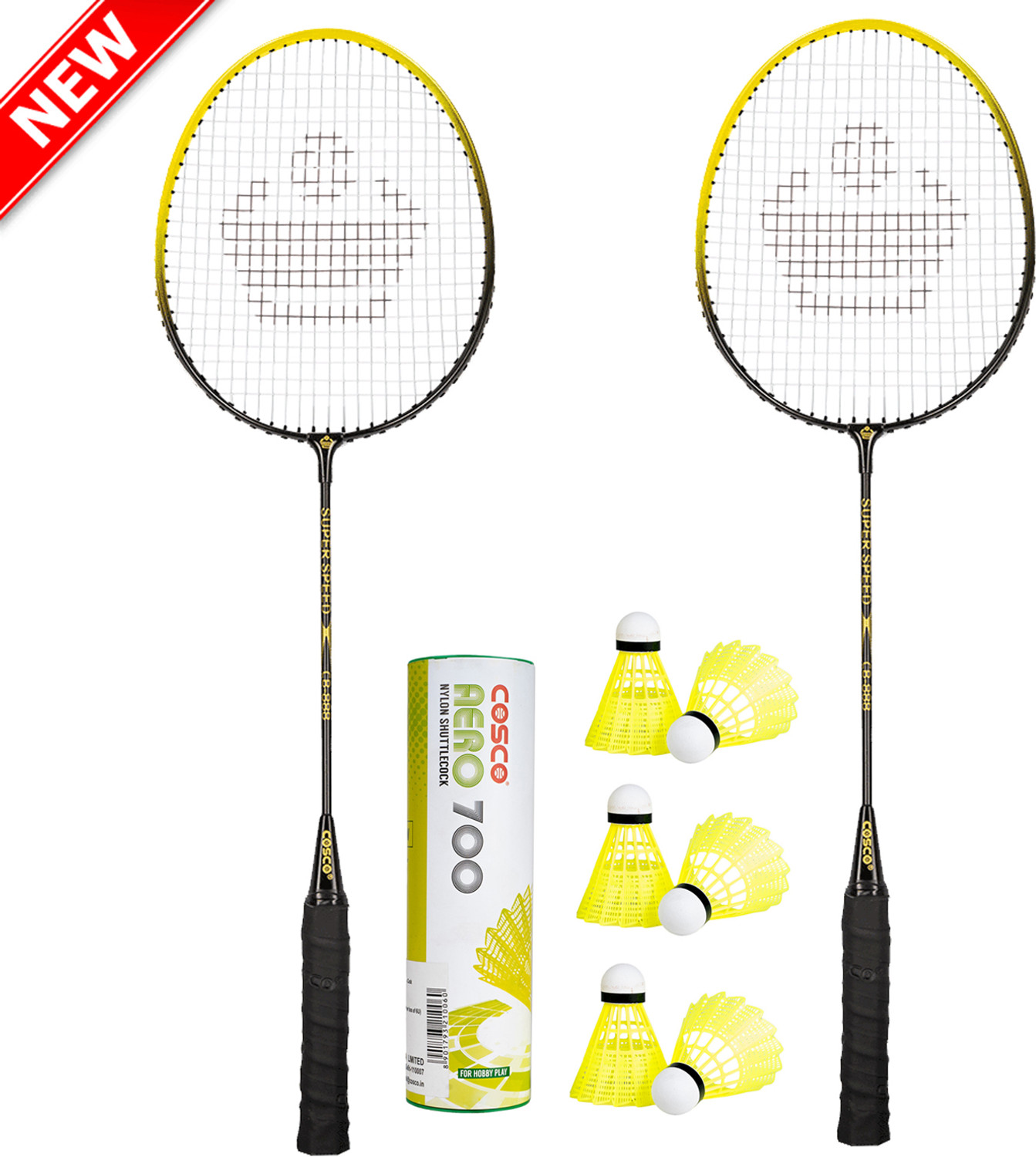 Image of COSCO CB-888 (Pack of 2 Racket) + Aero 700 (Pack of 6 Nylon Shuttle) Badminton Kit