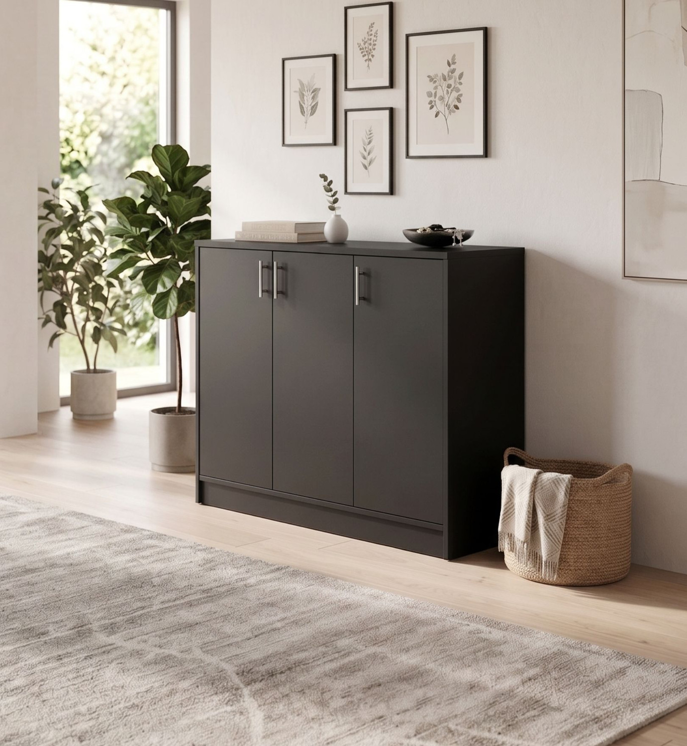 Image of Home Delight Multipurpose 3 Door Kitchen & Living Room Storage Cabinet Sideboard Engineered Wood Kitchen Cabinet