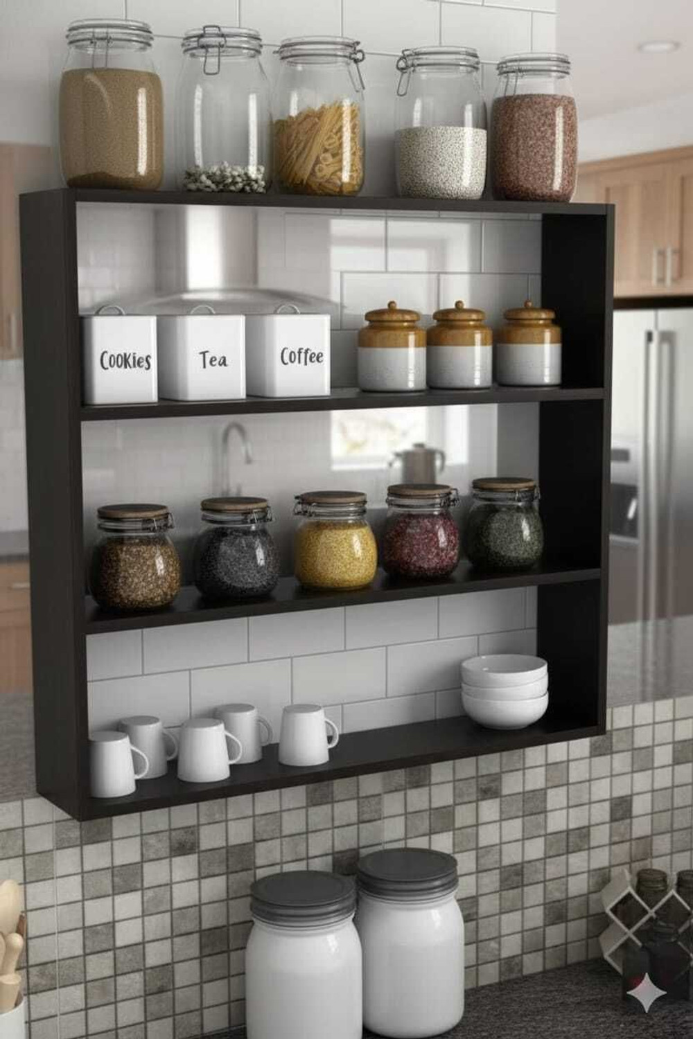 Image of AM MASTER Wall mount kitchen rack /Shelf Engineered Wood Kitchen Cabinet