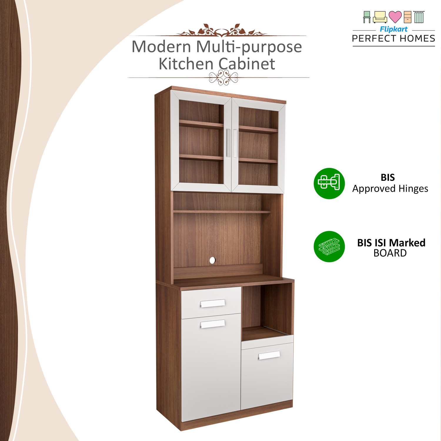 Image of Flipkart Perfect Homes Ramsey Engineered Wood Kitchen Cabinet