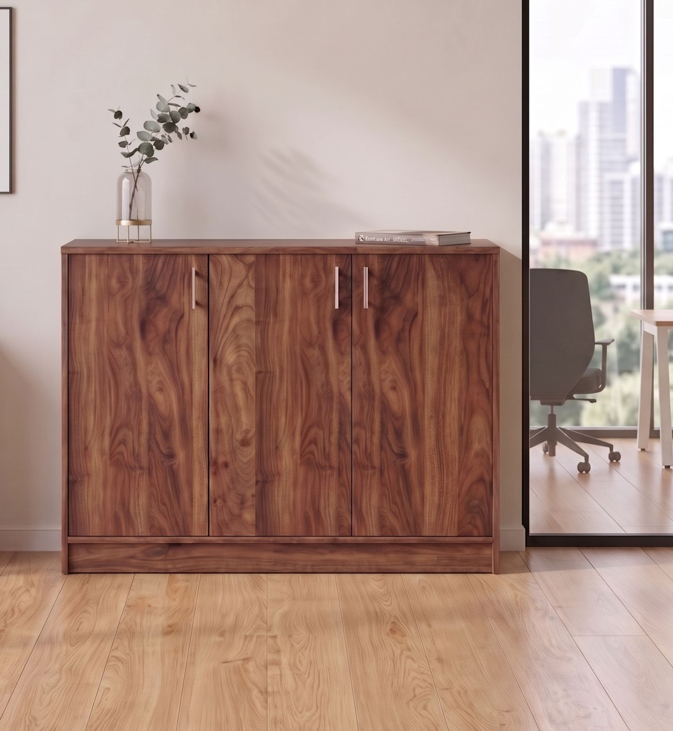 Image of Home Delight Multipurpose 3 Door Kitchen & Living Room Storage Cabinet Sideboard Engineered Wood Kitchen Cabinet
