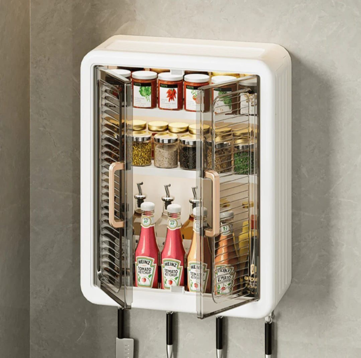 Image of PRIME WELL Wall Mounted Storage Cabinet for Kitchen & Bathroom, Plastic Kitchen Cabinet