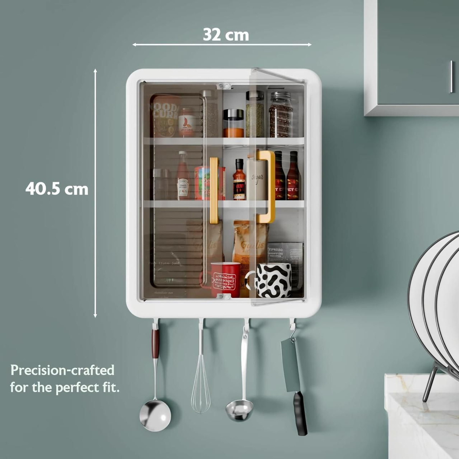 Image of PRIME WELL Wall Mounted Storage Cabinet for Kitchen & Bathroom, Plastic Kitchen Cabinet