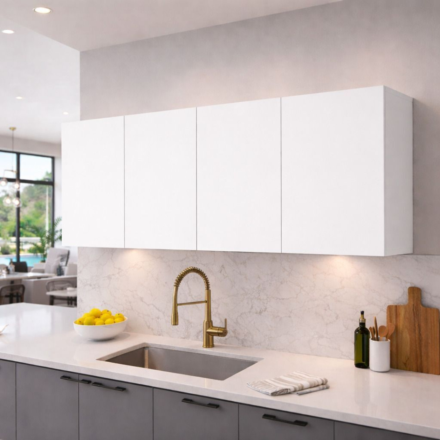 Image of Spyder Craft 4 Door Wall Mounted Kitchen Cabinet | Storage Cupboard & Crockery Unit Engineered Wood Kitchen Cabinet