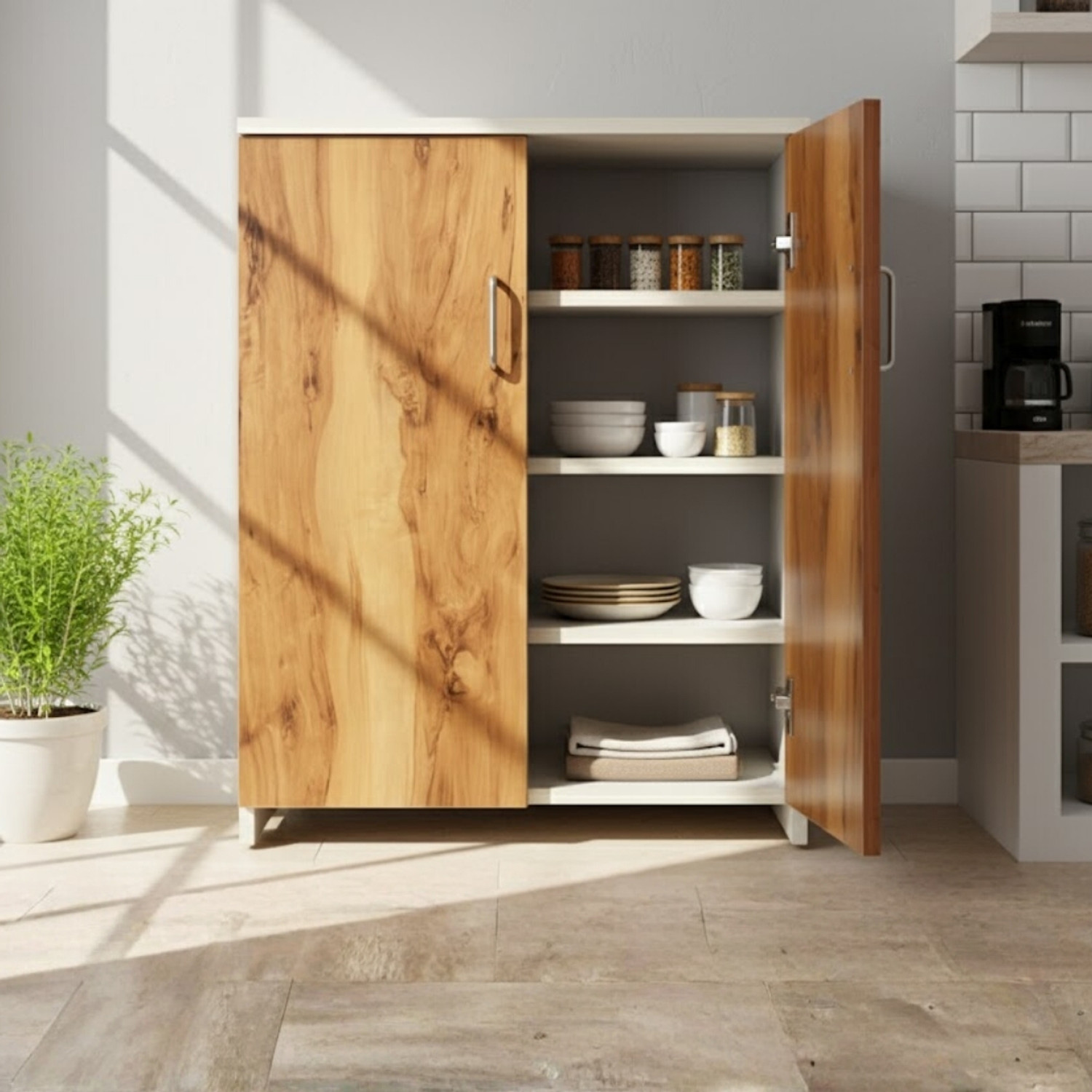 Image of SPECIALITY PANELS 2 Doors with 4 Shelfs Multipurpose Cabinet with Termite Resistance Engineered Wood Kitchen Cabinet