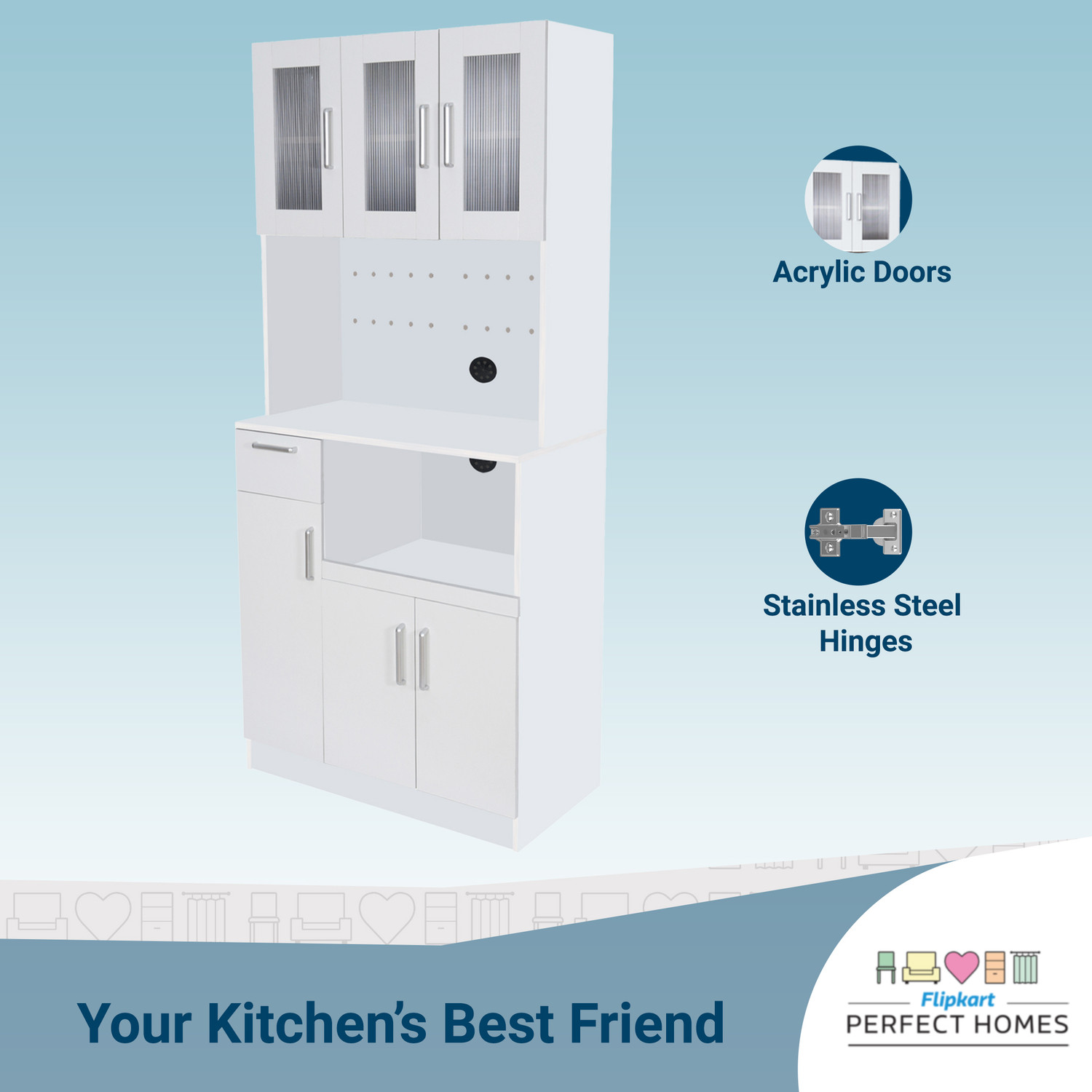 Image of Flipkart Perfect Homes Haven Engineered Wood Kitchen Cabinet