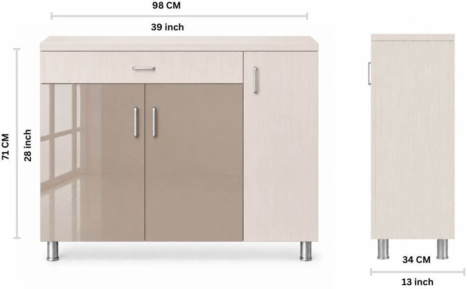 Image of Flipkart Perfect Homes 3-Door High-Gloss Cabinet with Drawer & 7-Shelf, Free installation by Brand Engineered Wood Shoe Stand
