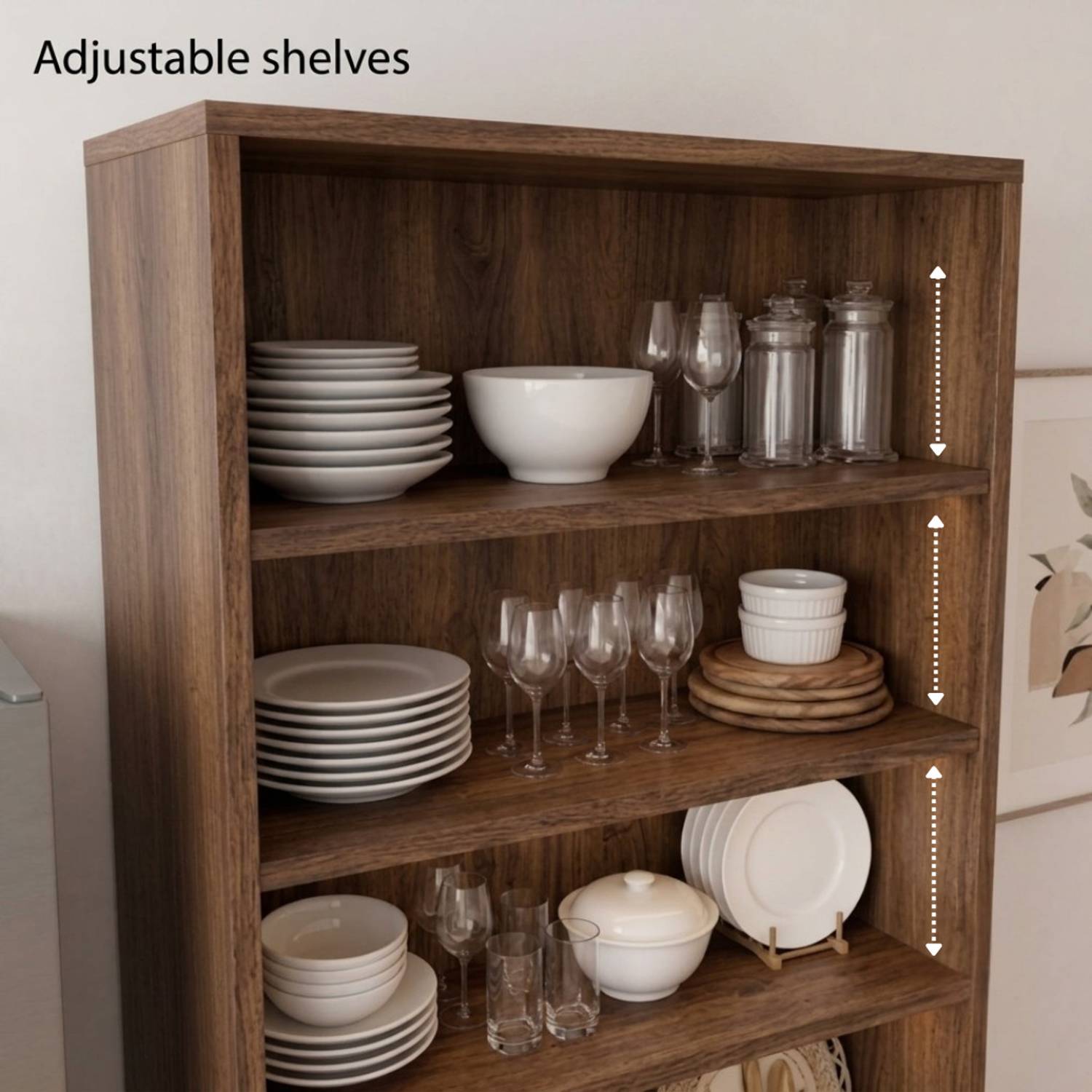 Soma storage rack 3 Adjustable 17mm Shelf 2 Door Multipurpose Office Appliance Engineered Wood Kitchen Cabinet - Image 2