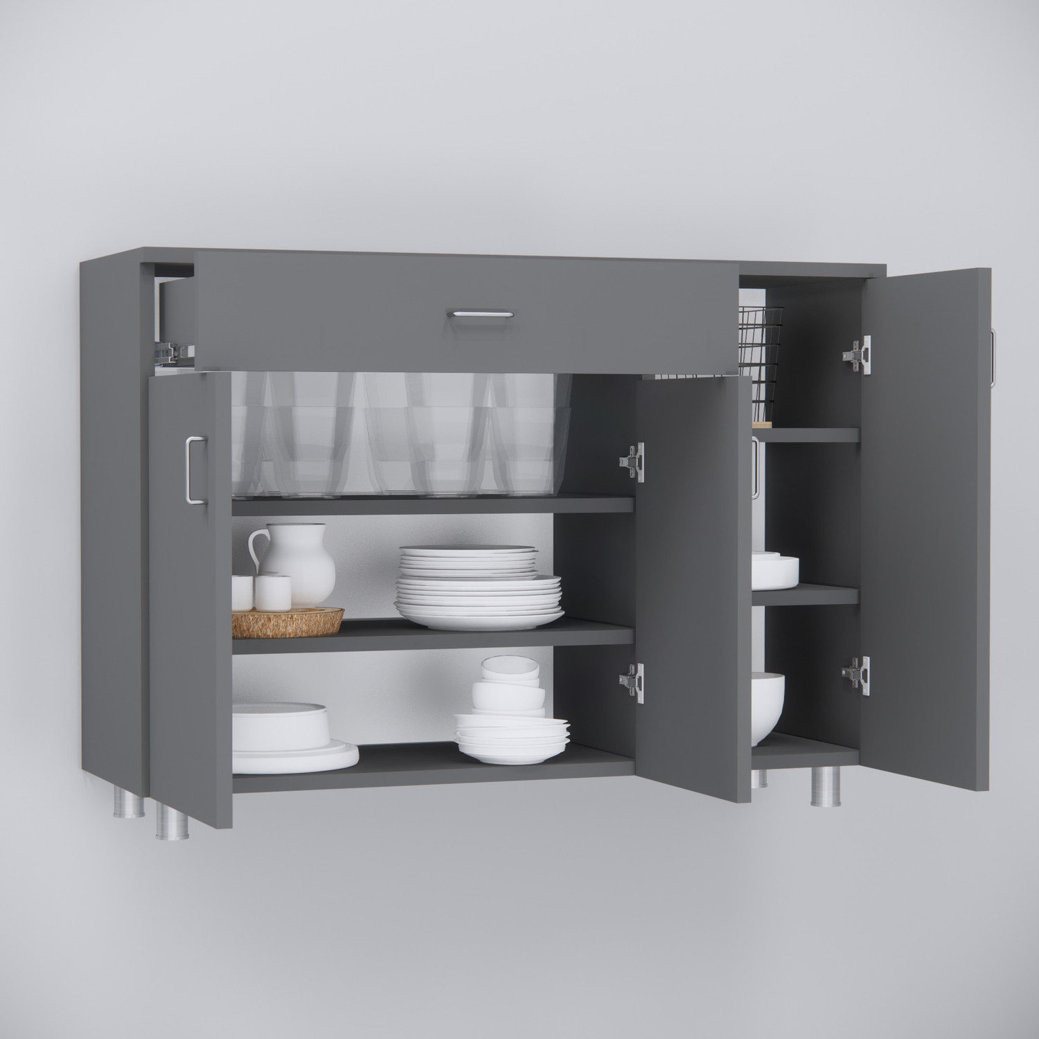 Image of BLACKWOODS 3-Door with Spacious Drawer & Closed Storage with Free installation by Brand Engineered Wood Kitchen Cabinet