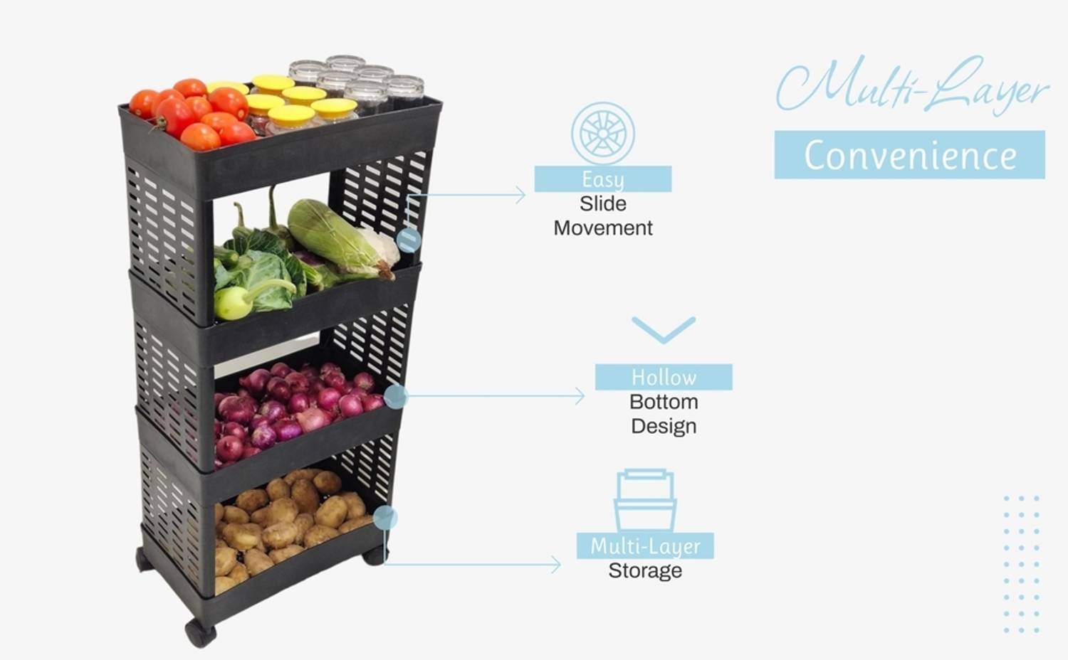 Aristos 4-Tier Kitchen Trolley - Image 3