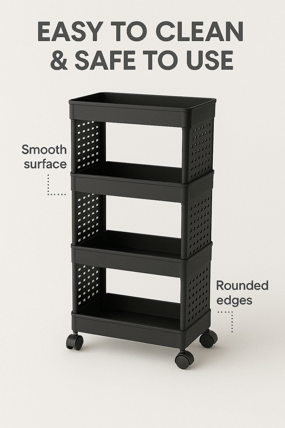 Image of MAXTID 4 Layer foldable Clothes Rack Plastic Trolly Plastic Kitchen Cabinet