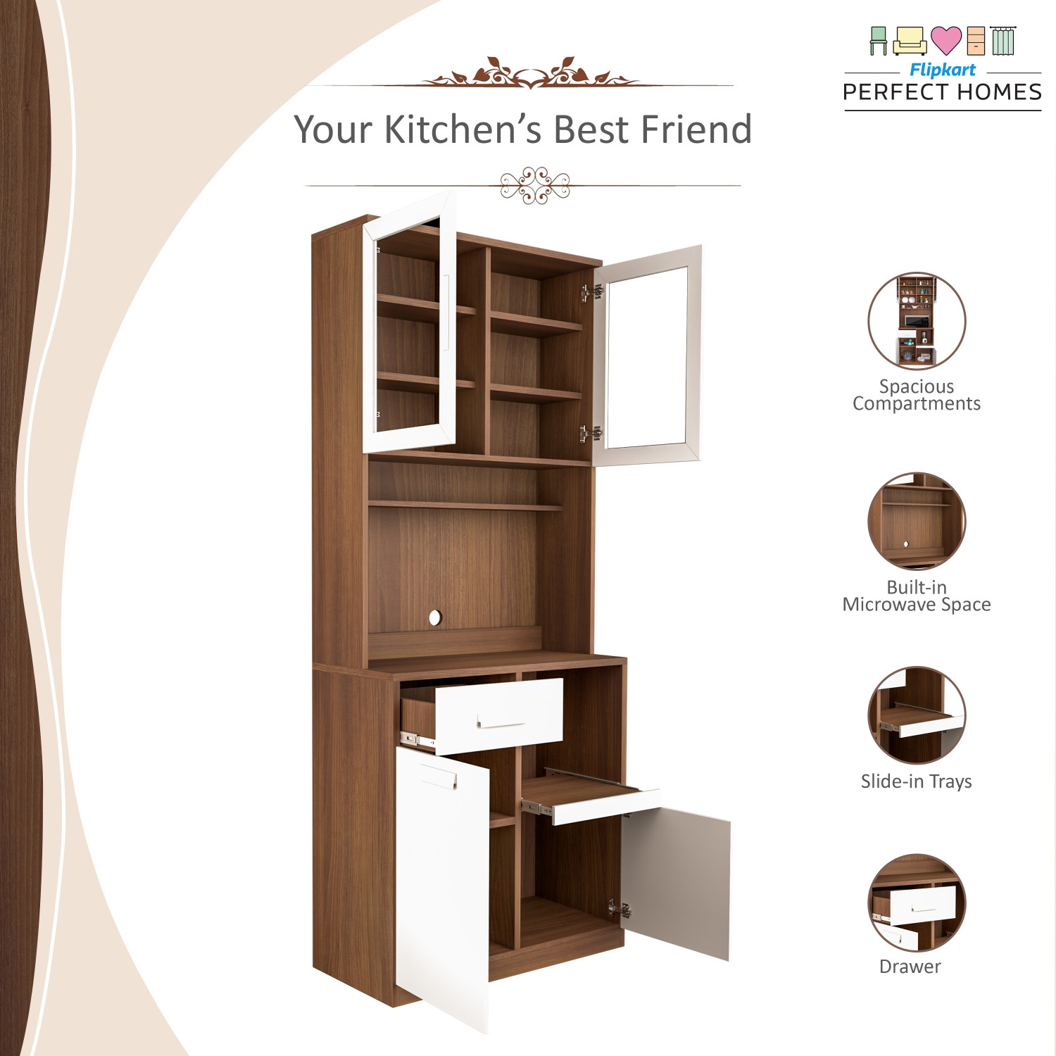 Image of Flipkart Perfect Homes Ramsey Engineered Wood Kitchen Cabinet