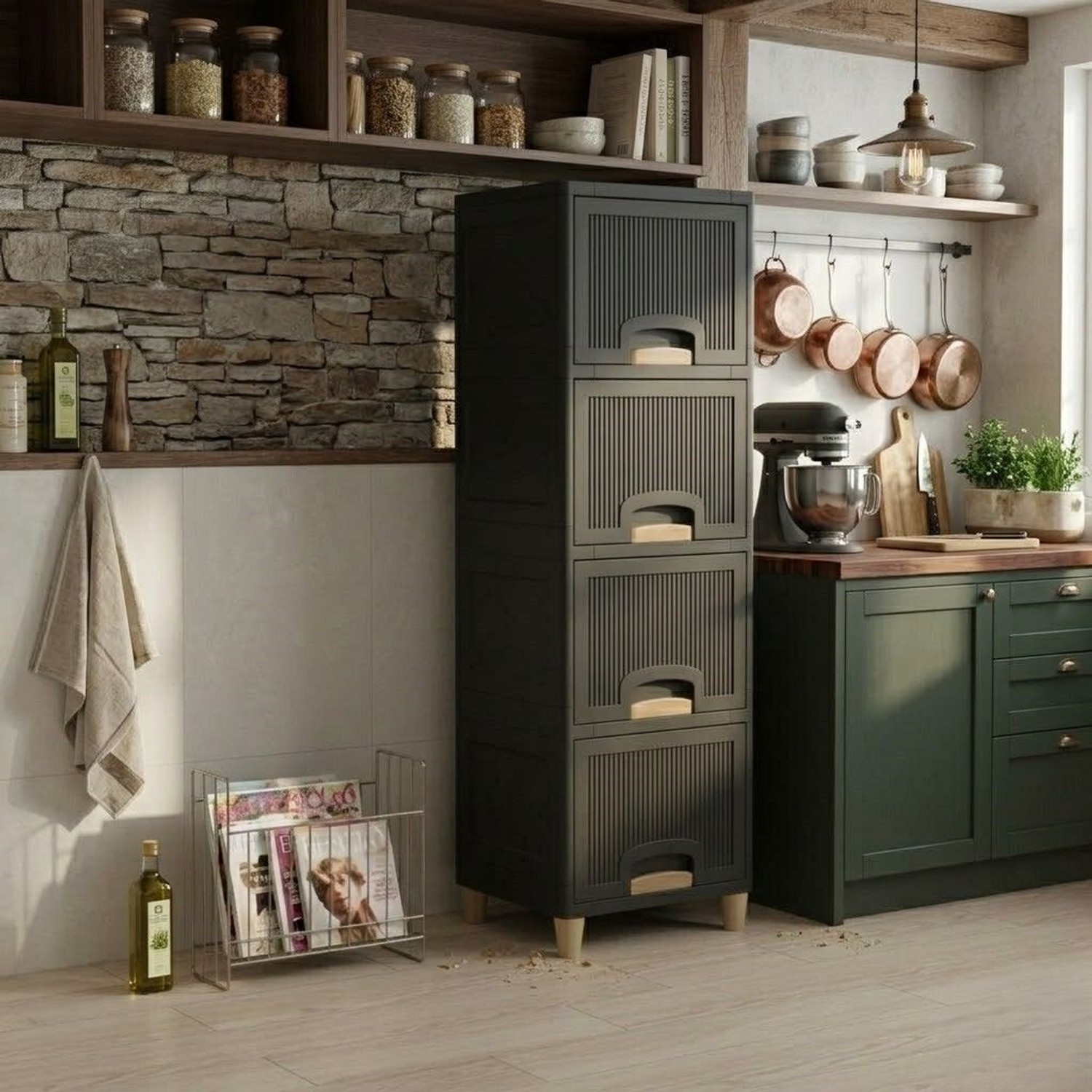 Image of Viseman Utility Drawer System for Modern Homes Plastic Kitchen Cabinet