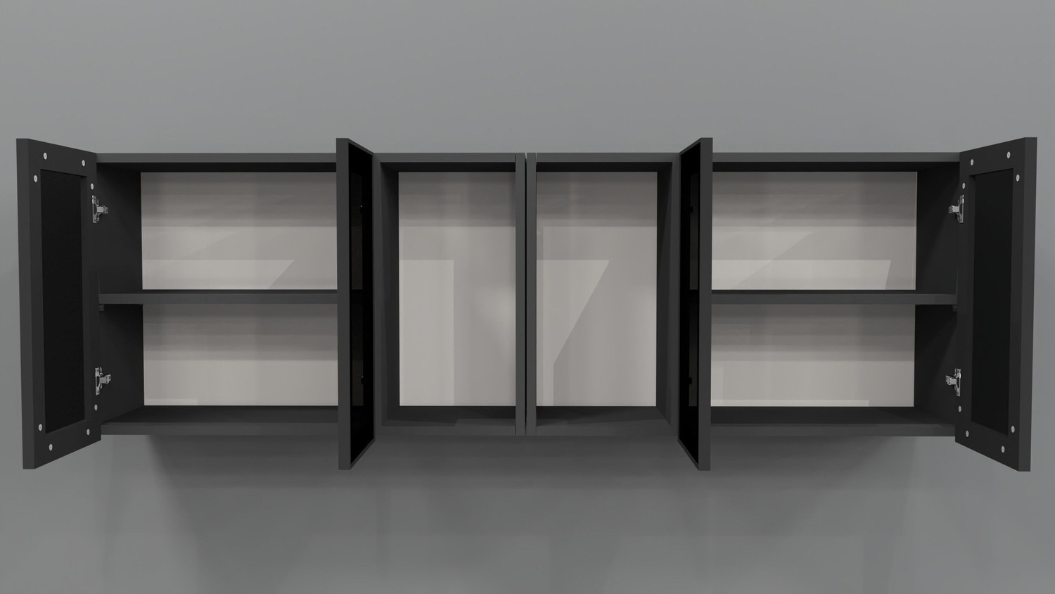 Image of SPECIALITY PANELS Aluminium Prof 4 Grey Tinted Glass handless with 6 Shelfs Free assembly by Brand Engineered Wood Crockery Cabinet