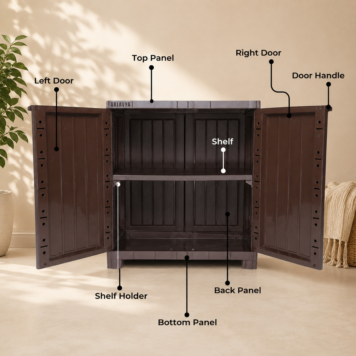 Image of ARLAVYA Premium Plastic Kitchen Cupboard | 1 Year Warranty | Modern Design | Plastic Kitchen Cabinet
