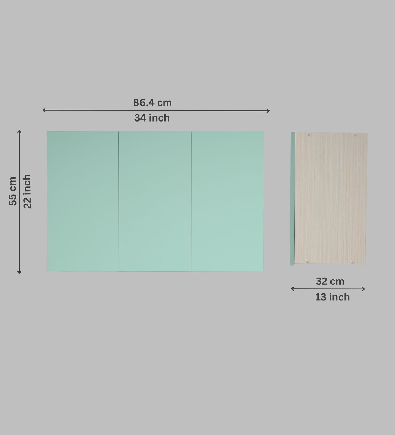 Image of SPECIALITY PANELS 3 Door Mirror Glossy triple layered UV Resistant handless shutter, French cleat Engineered Wood Kitchen Cabinet