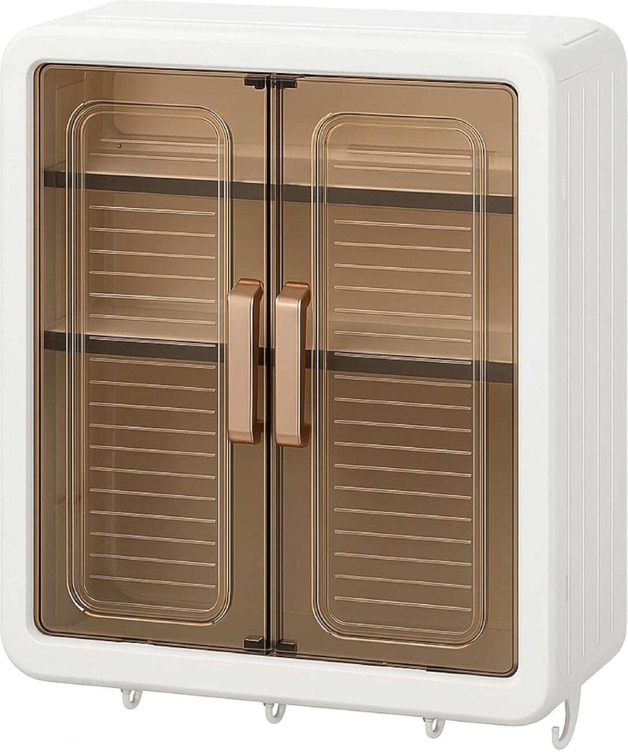 Image of LeyLuko Premium Wall-Mounted Multi-Purpose Storage Cabinet with Transparent Doors &Hooks Plastic Kitchen Cabinet
