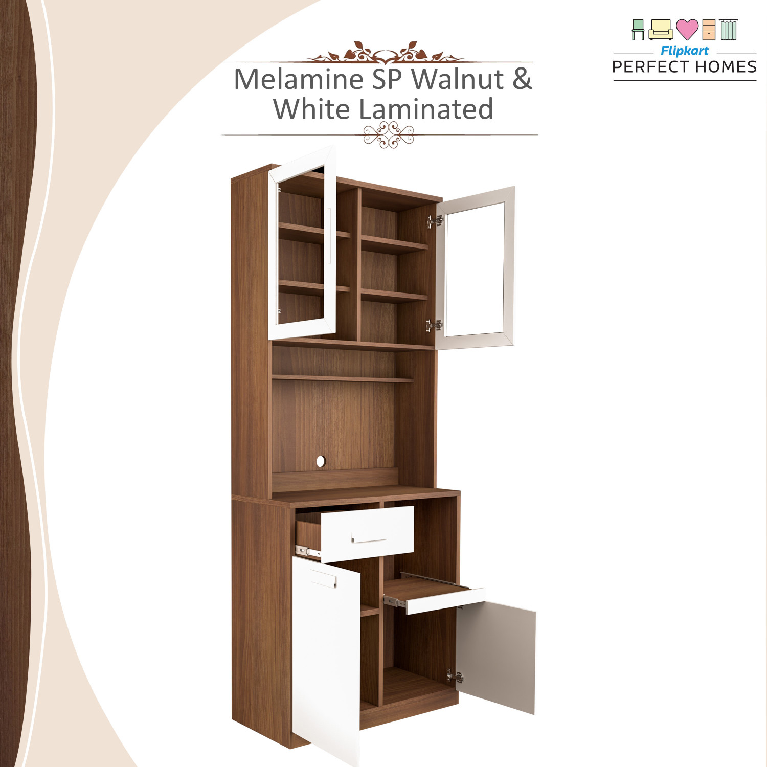 Image of Flipkart Perfect Homes Ramsey Engineered Wood Kitchen Cabinet