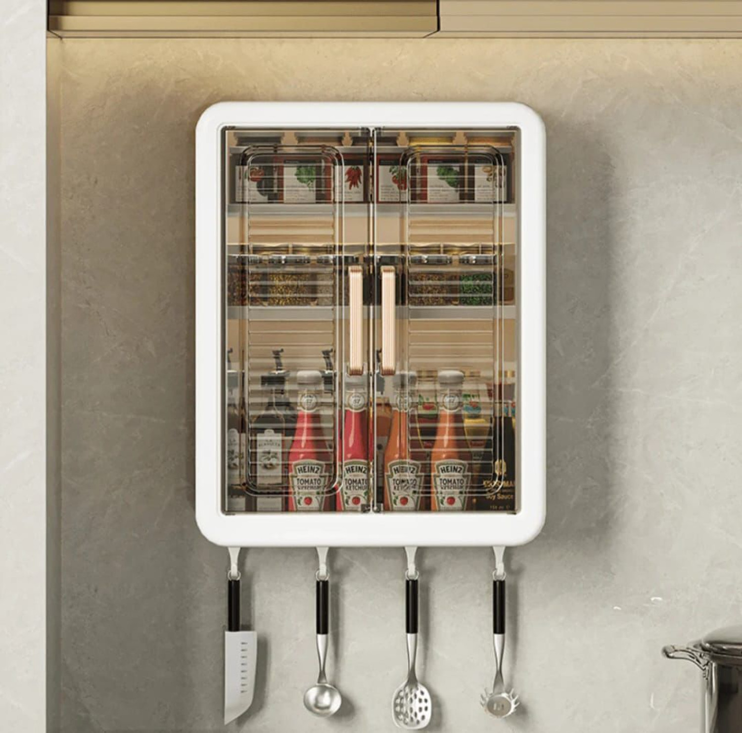 Image of PRIME WELL Wall Mounted Storage Cabinet for Kitchen & Bathroom, Plastic Kitchen Cabinet