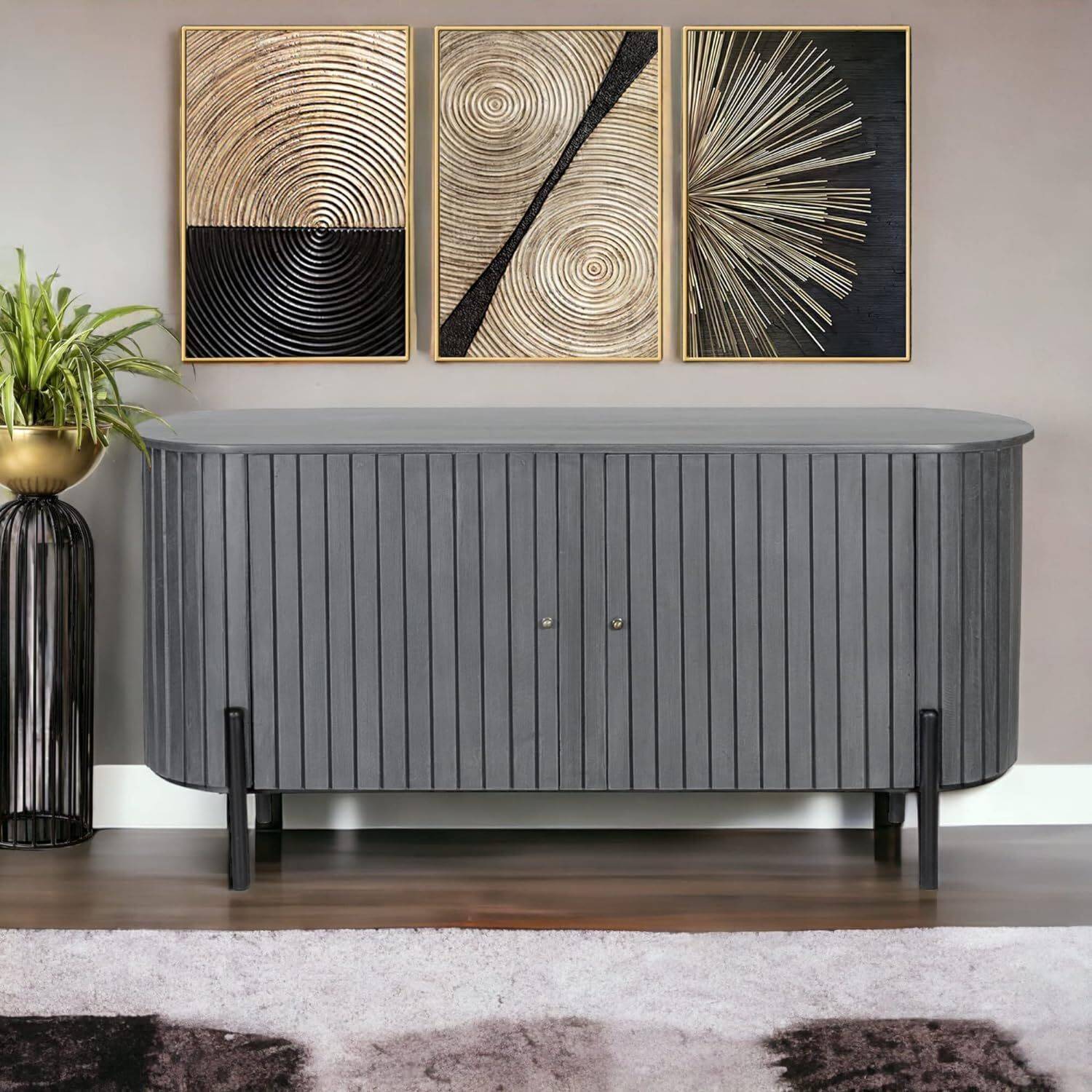 kraft bazaar Solid Wood Kitchen Cabinet (Finish Color - Grey, Pre