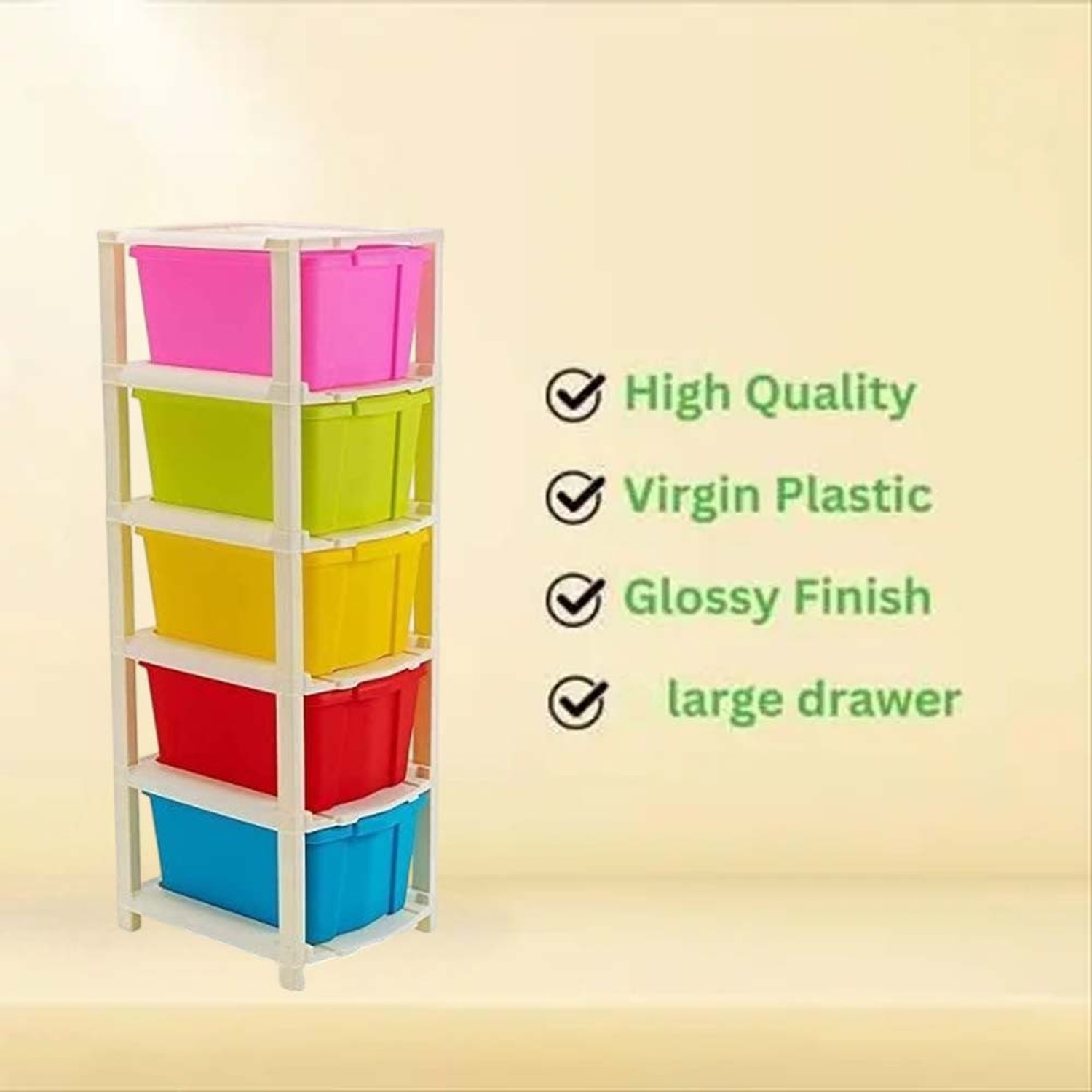 Image of MAXTID 5 component Multicolor Modular Drawer Organizer for Parlour, school Drawer Divider