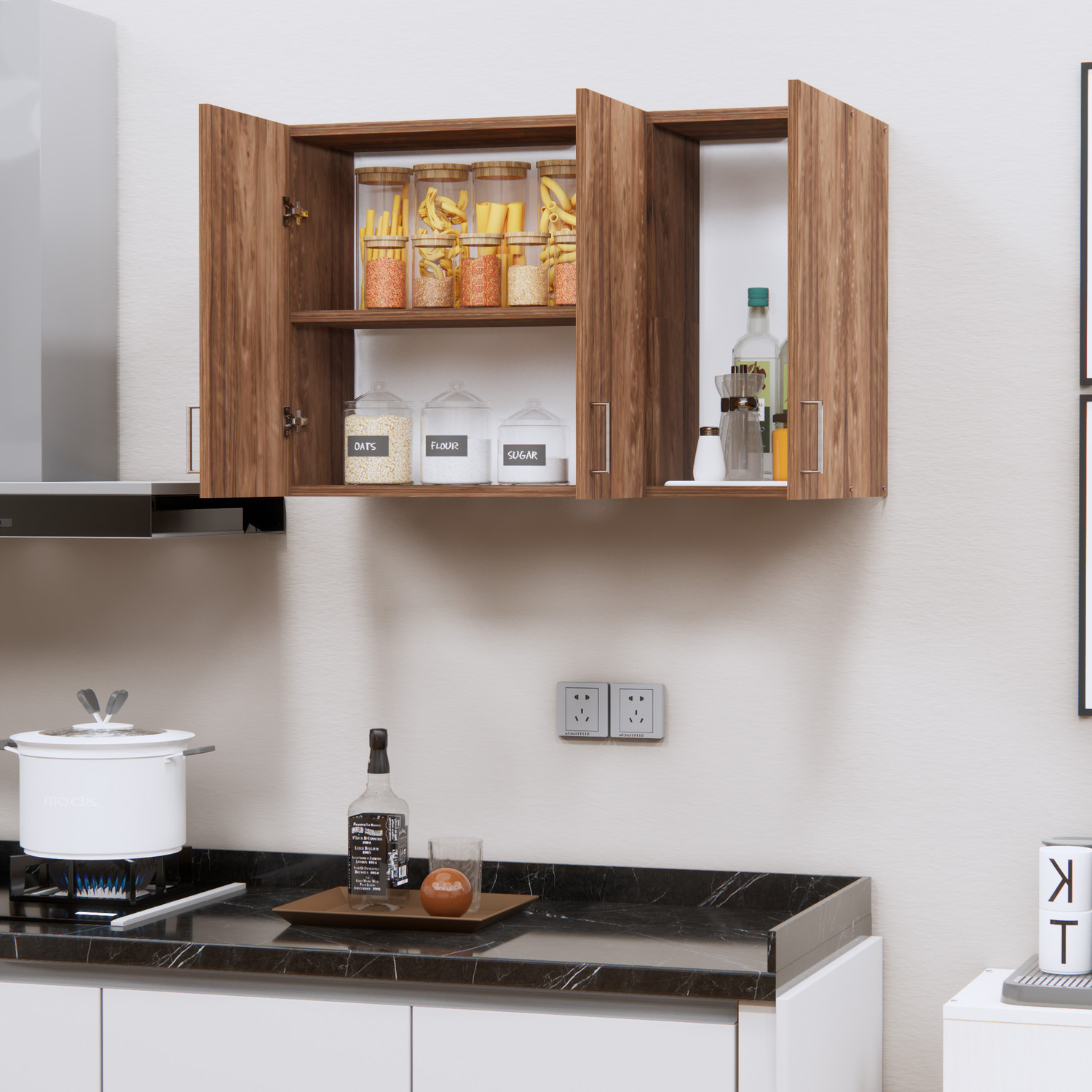 Image of SPECIALITY PANELS 3 Doors Modular Wall Cabinet with 10 years guarantee against Borer & Termites Engineered Wood Kitchen Cabinet