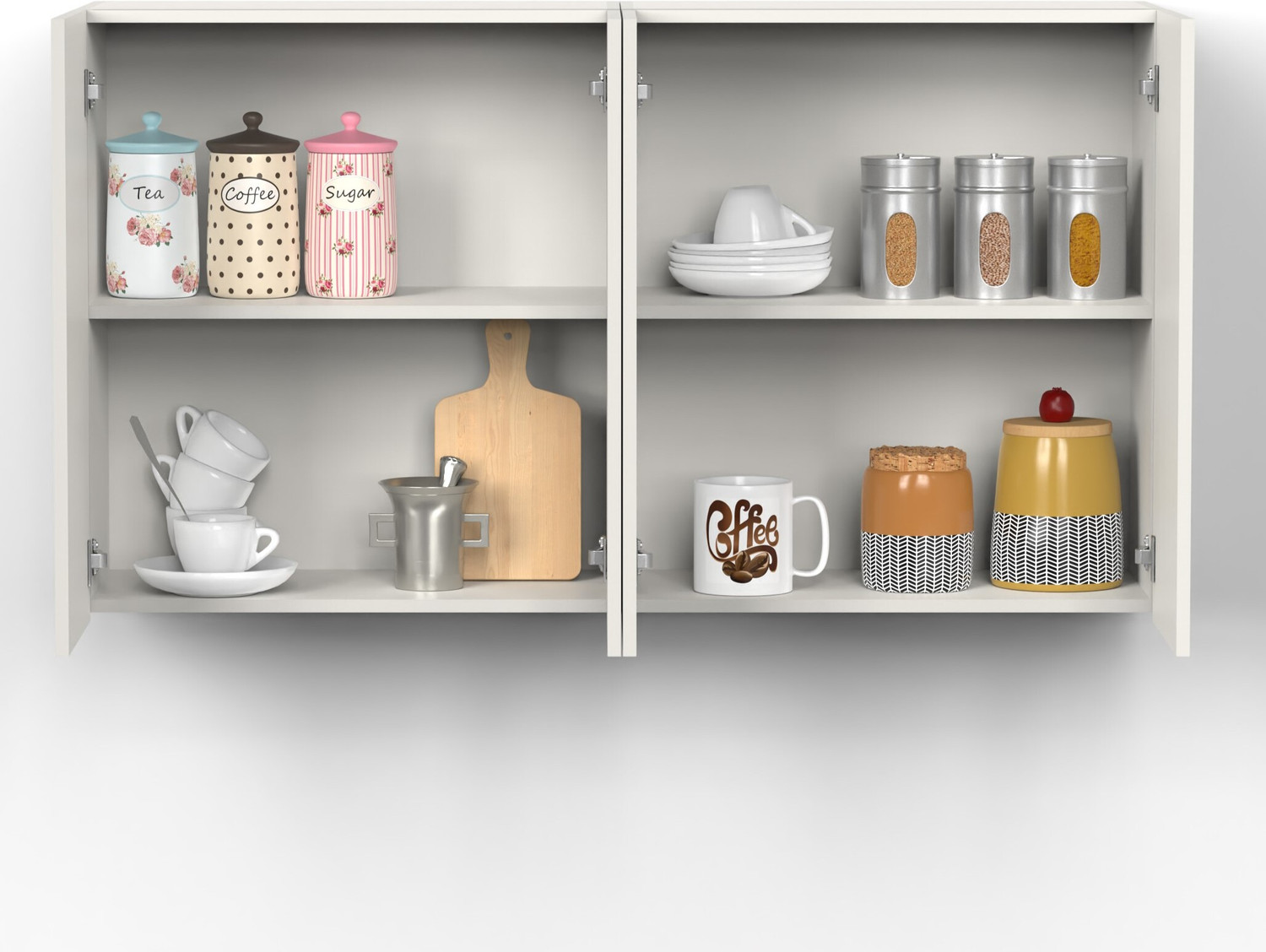 Image of BLUEWUD Opryt Set of Two Wall Mount Kitchen Storage Cabinet for Utensils, Jars, Spices Engineered Wood Kitchen Cabinet