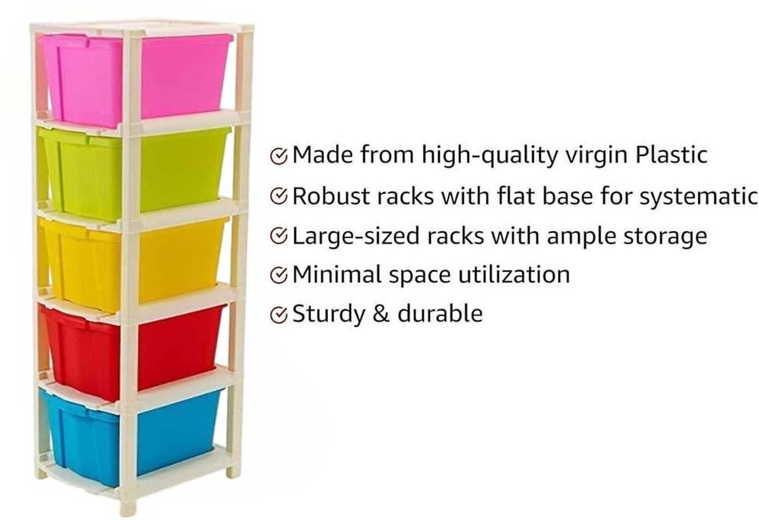 Image of MAXTID 5 component Multicolor Modular Drawer Organizer for Parlour, school Drawer Divider
