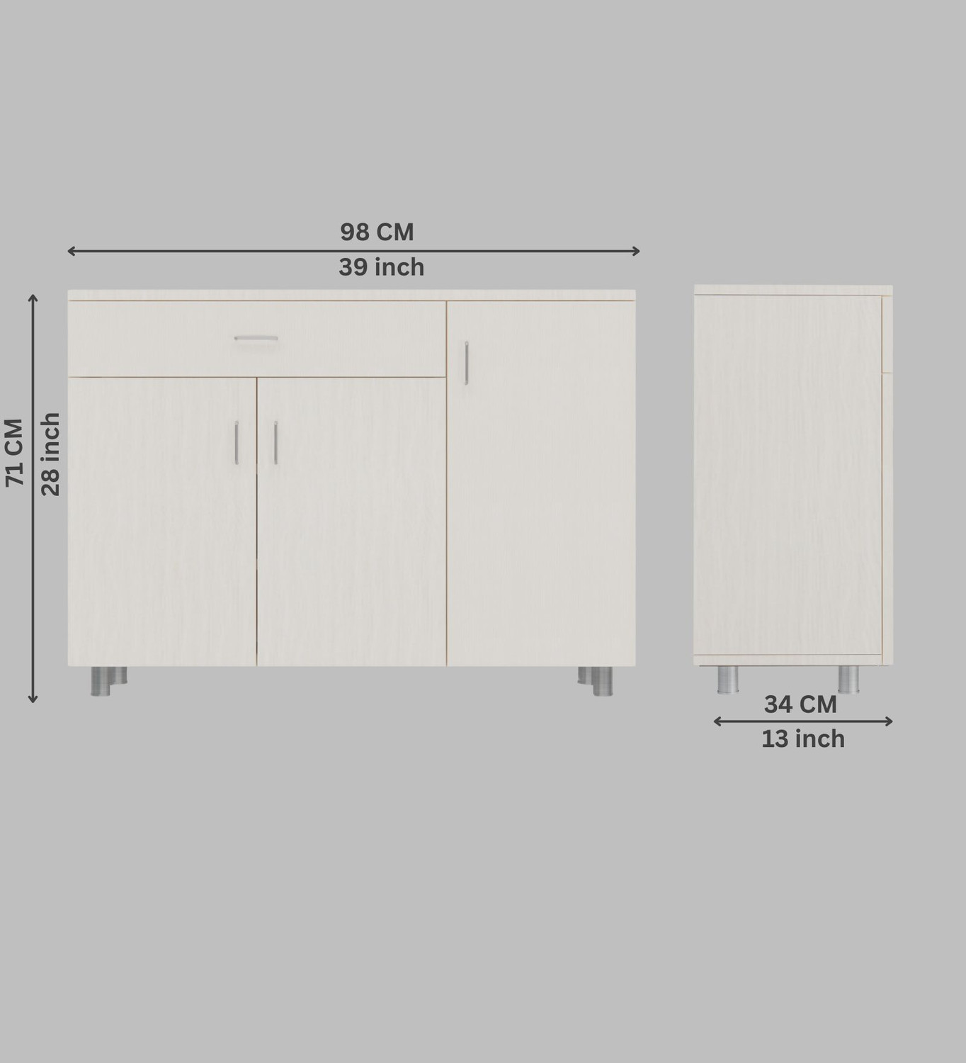 Image of BLACKWOODS 3-Door with Spacious Drawer & Closed Storage with Free installation by Brand Engineered Wood Kitchen Cabinet