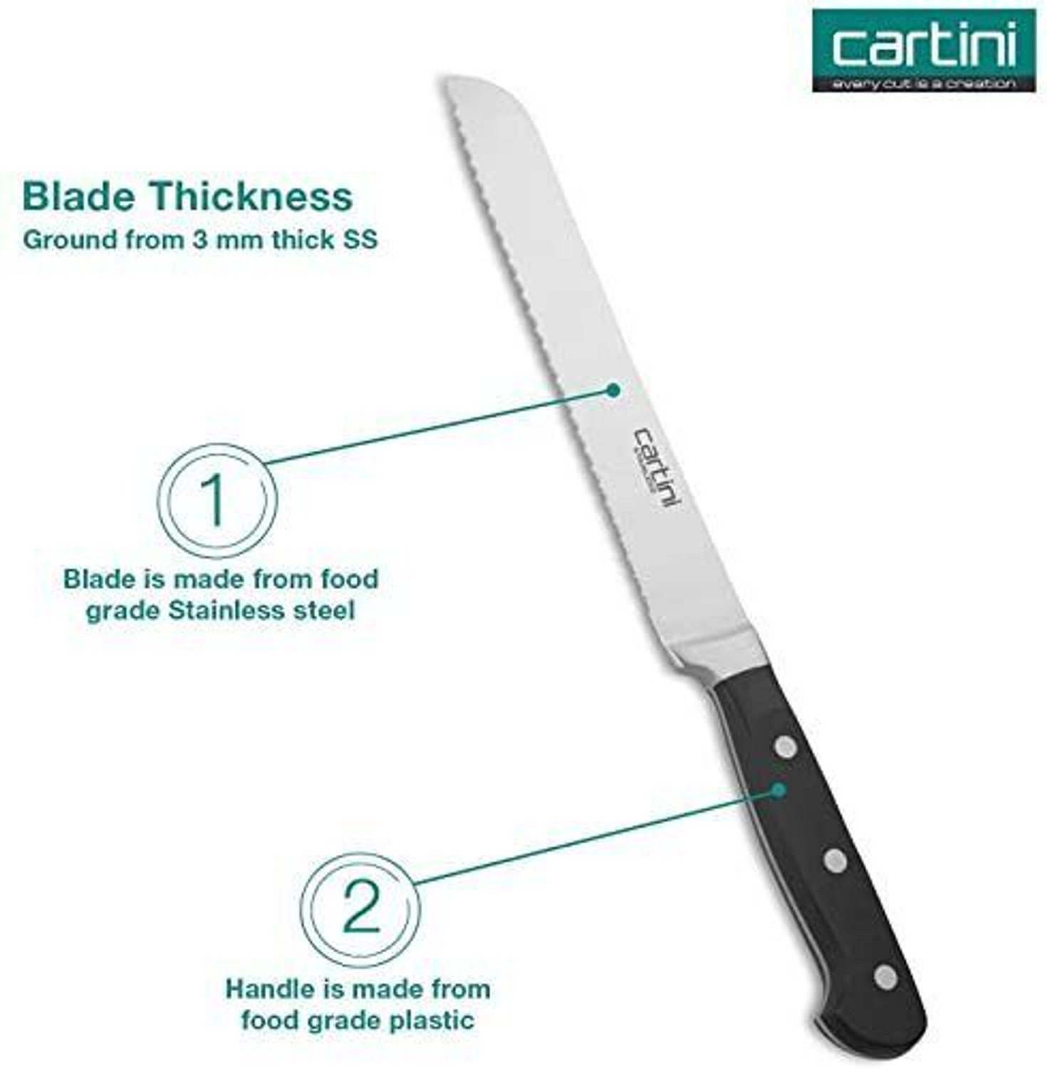 Image of Godrej 1 Pc Stainless Steel Knife Cartini Soft Grip Kitchen Knives kit