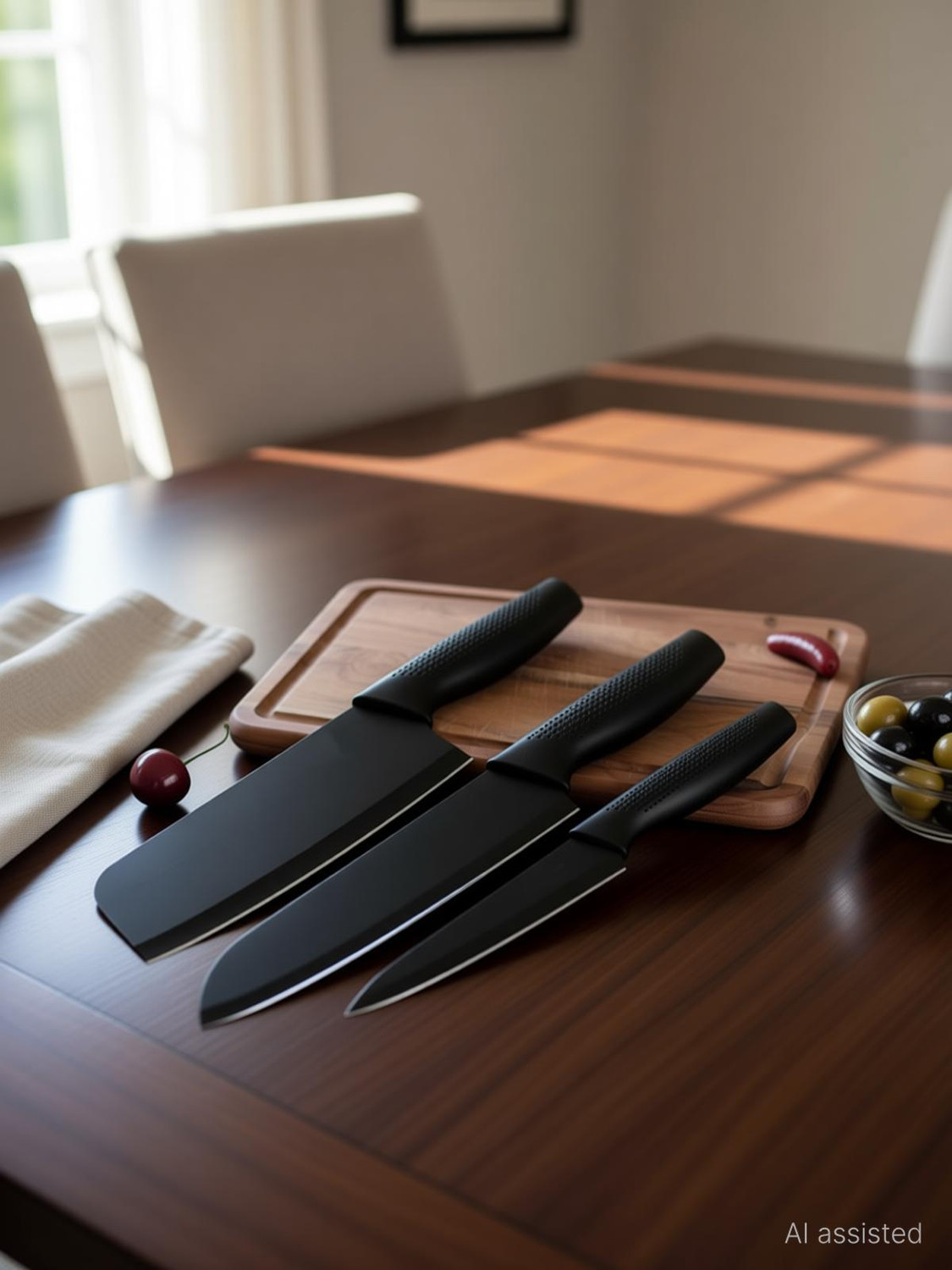 Image of Yaadgar 3 Pc Stainless Steel Knife Set High Carbon SS Ultra Sharp Butcher, Meat, Pairing, Vegetable Knife for Kitchen