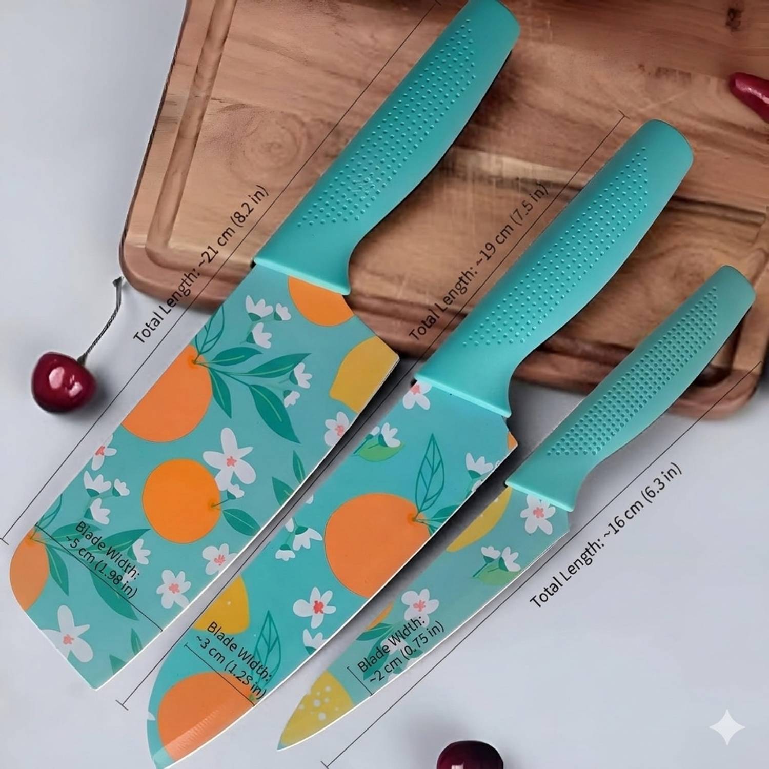 3D METRO SUPER STORE 3 Pc Stainless Steel Knife Set Printed SS Ultra Sharp Pairing Knife Vegetable for Kitchen — Knives & Chopping Tools