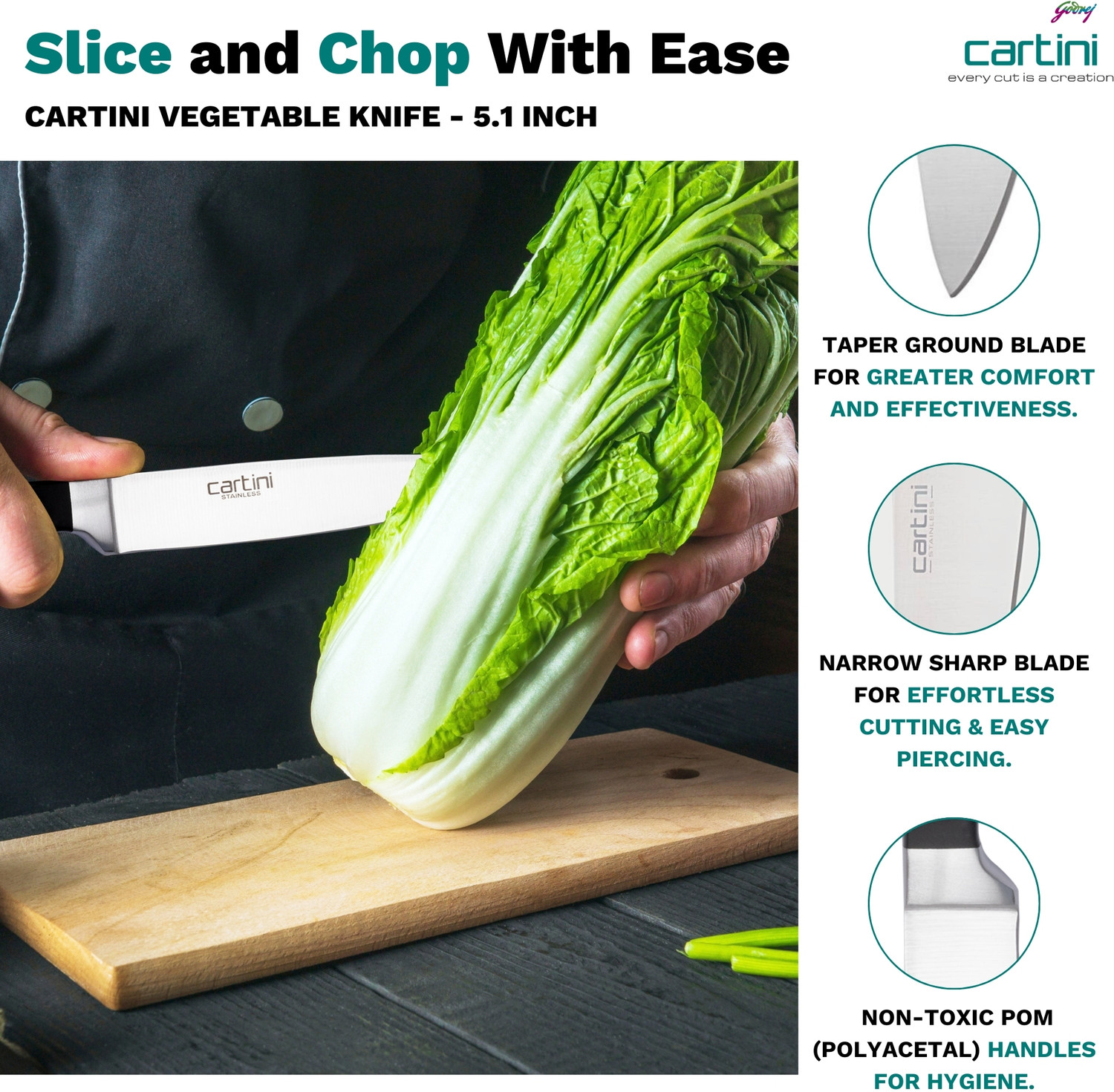 Image of Cartini 1 Pc Stainless Steel Knife 7248 Professional Vegetable Knife