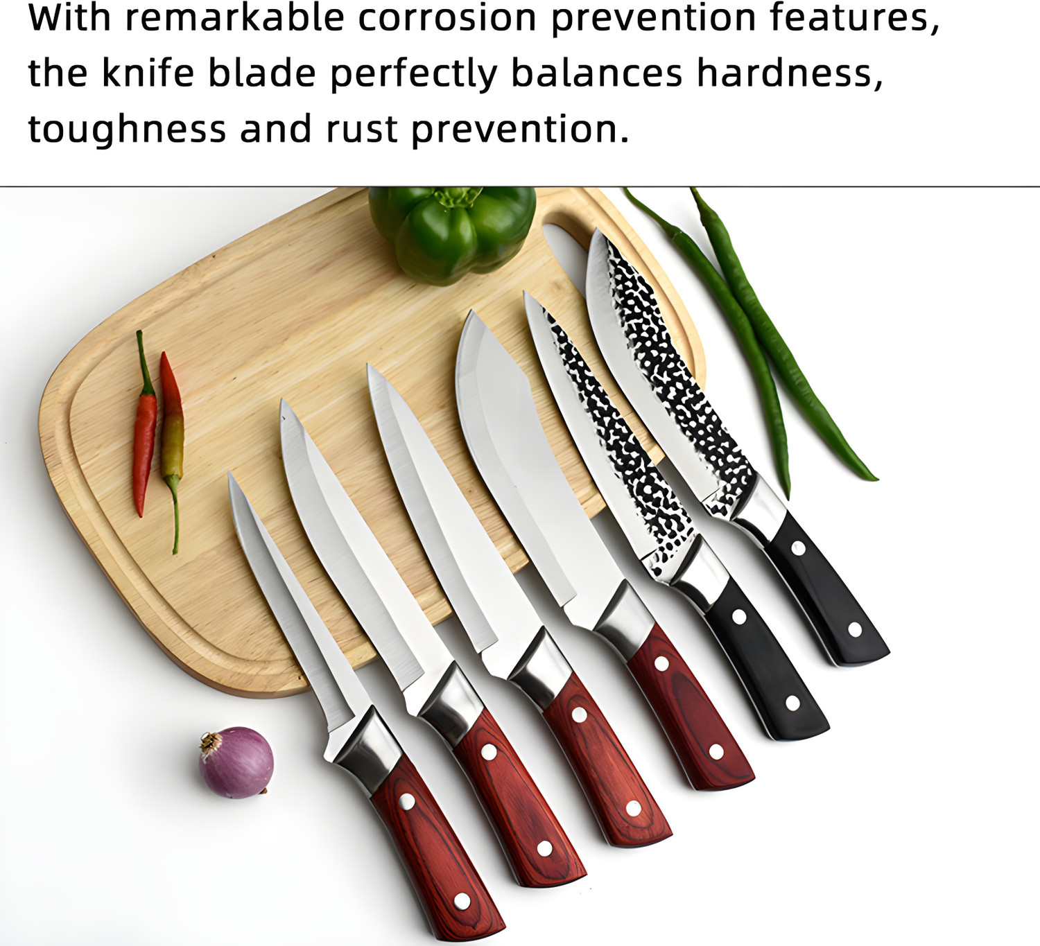Image of Wizbiz 6 Pc Stainless Steel Knife Set High Carbon Ultra Sharp Kitchen Knives For Paring Cutting Meat Vegetable Fruit