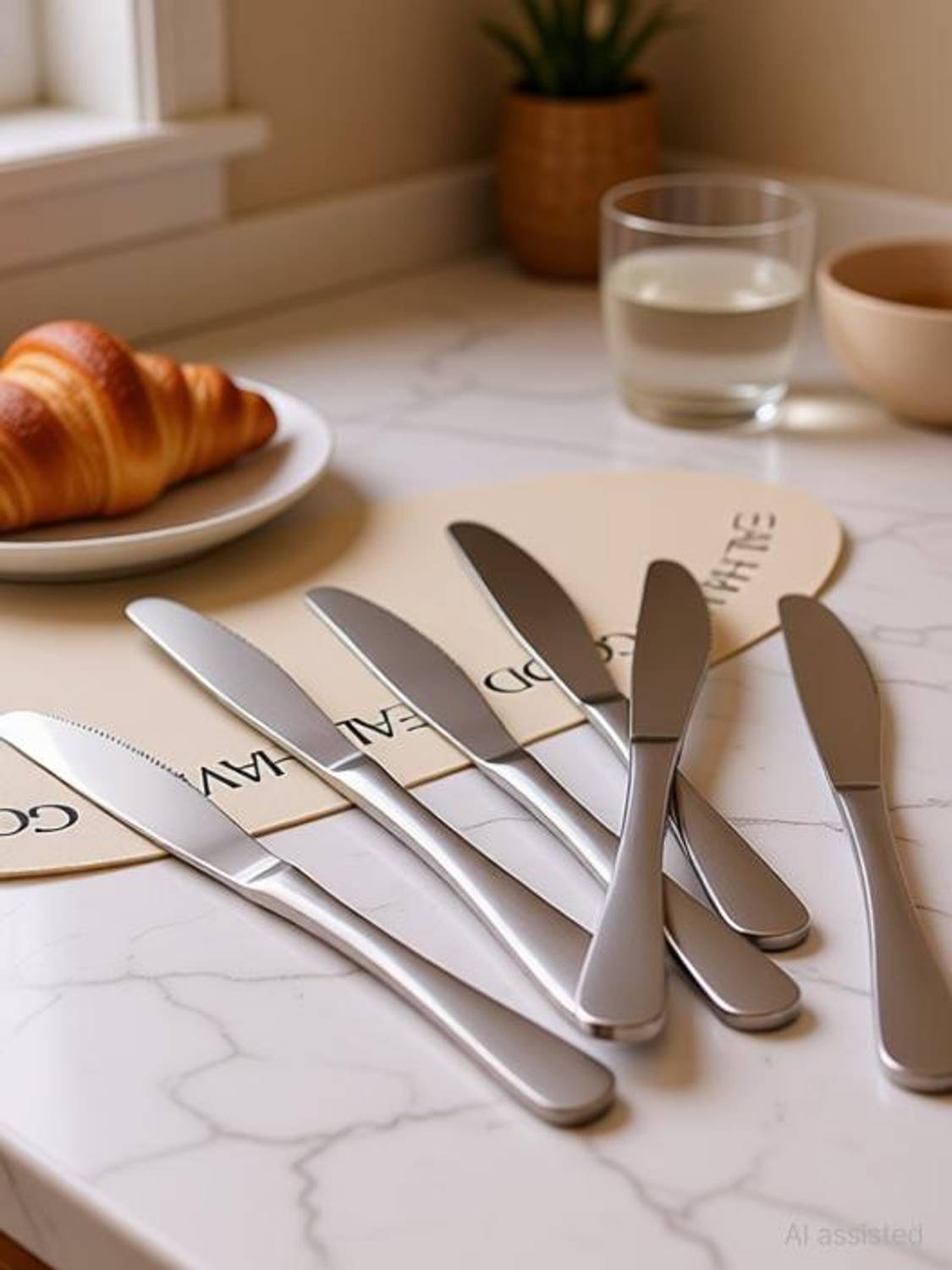 ARSCART 6 Pc Stainless Steel Knife Set Stainless Steel Steak Knives Set Table Knives,