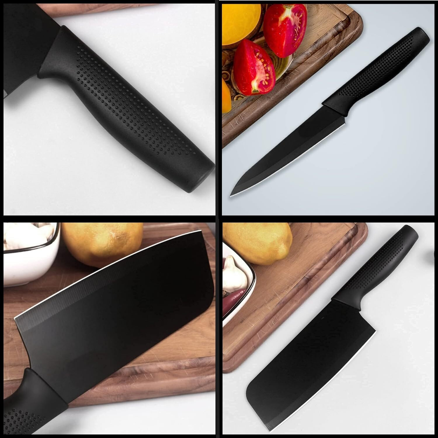 Image of X - Glam 3 Pc Stainless Steel Knife Set 3 Piece Kitchen Knife Set Non Stick Black Stainless Steel Chef Knives Set