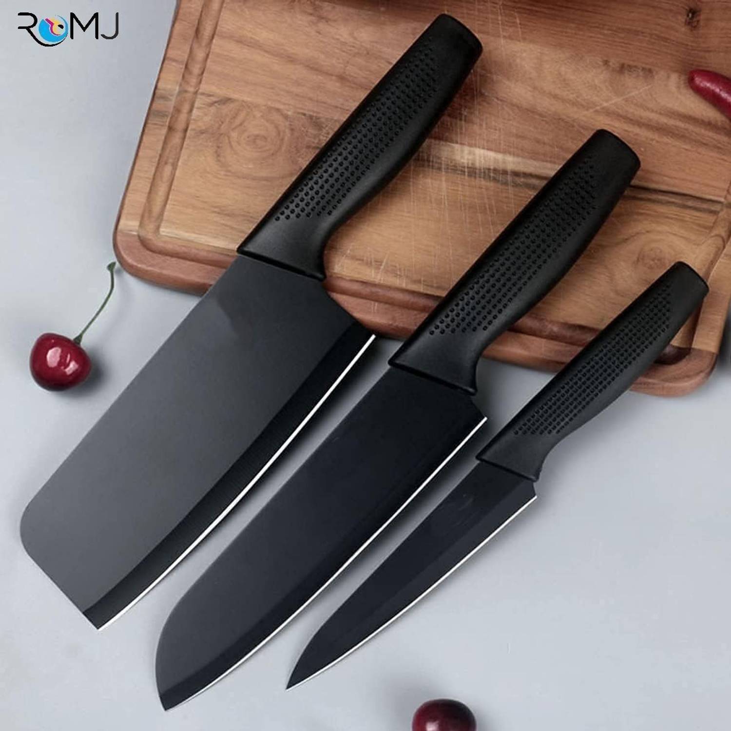 romj 3 Pc Stainless Steel Knife Set ROMJ Stainless Steel Knife Set of 3 Multipurpose Kitchen Cutting Knives — Knives & Chopping Tools