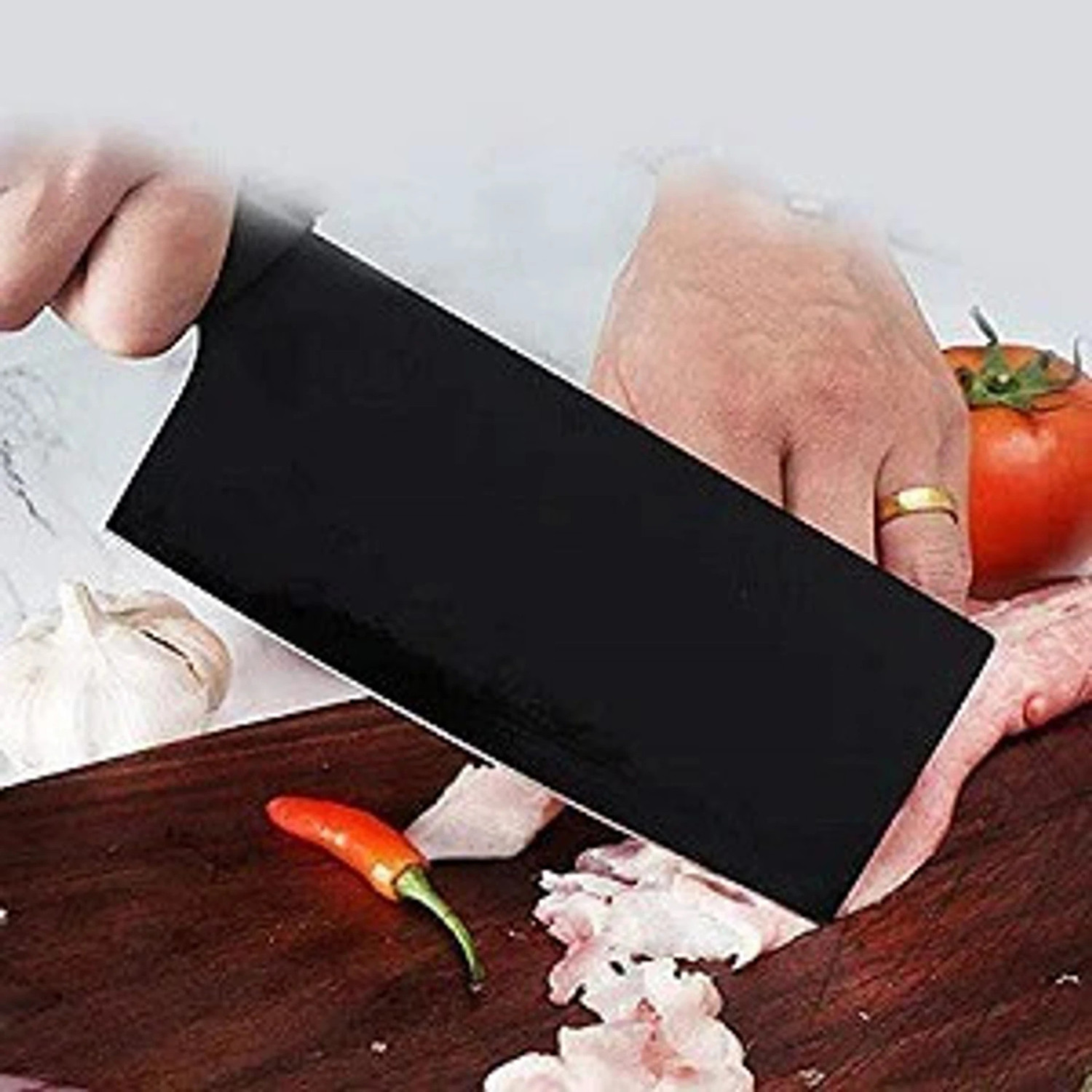 Image of ZROY ENTERPRISE 1 Pc Stainless Steel Knife Set of 3 black Kitchen Knife with Ergonomic Handles for Meat, Fish & Vegetable
